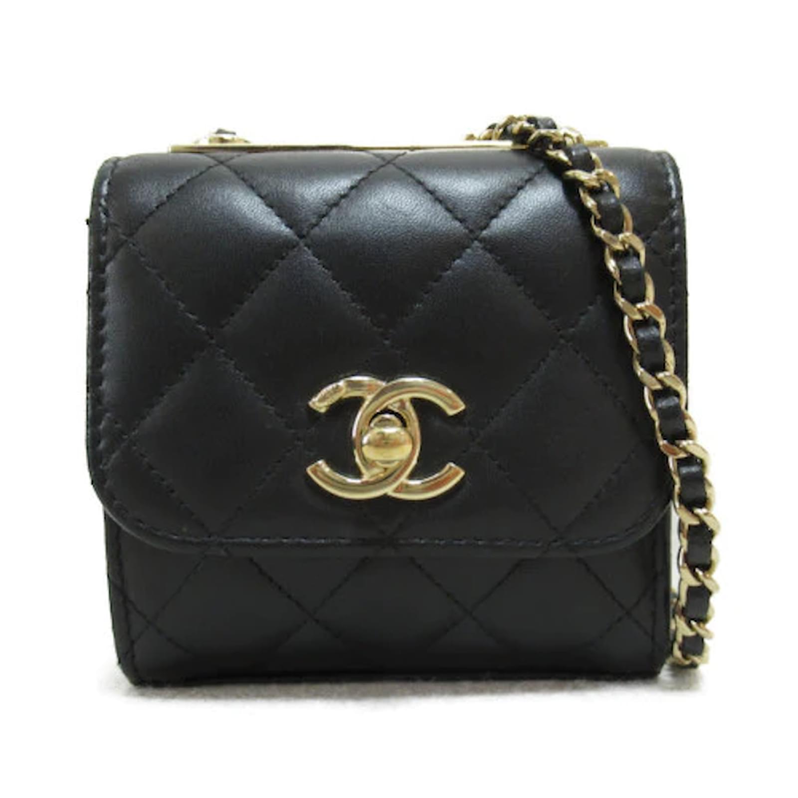 Trendy cc wallet on chain leather crossbody bag Chanel Black in