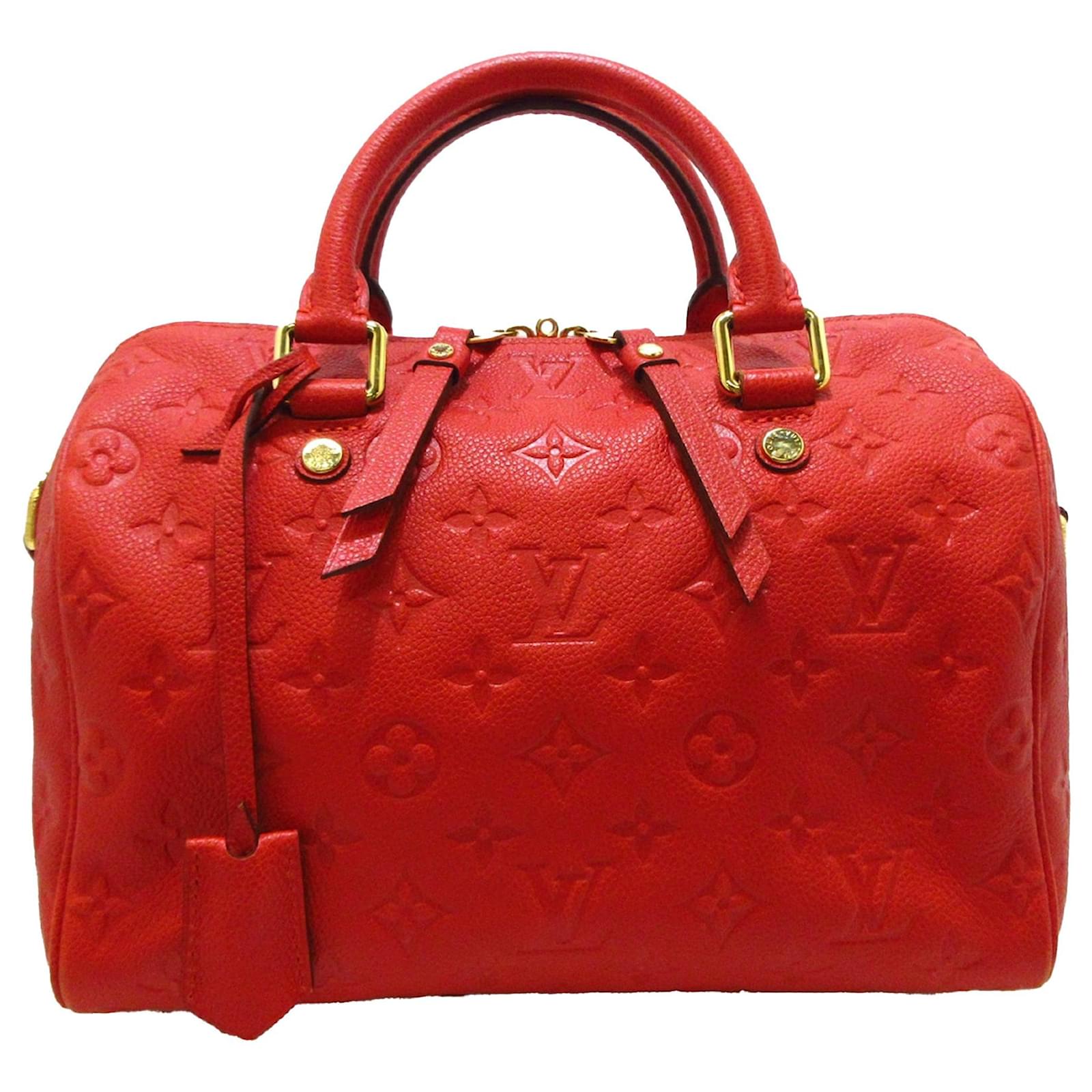 Louis Vuitton Red Monogram Empreinte Speedy Bandouliere 25 Leather