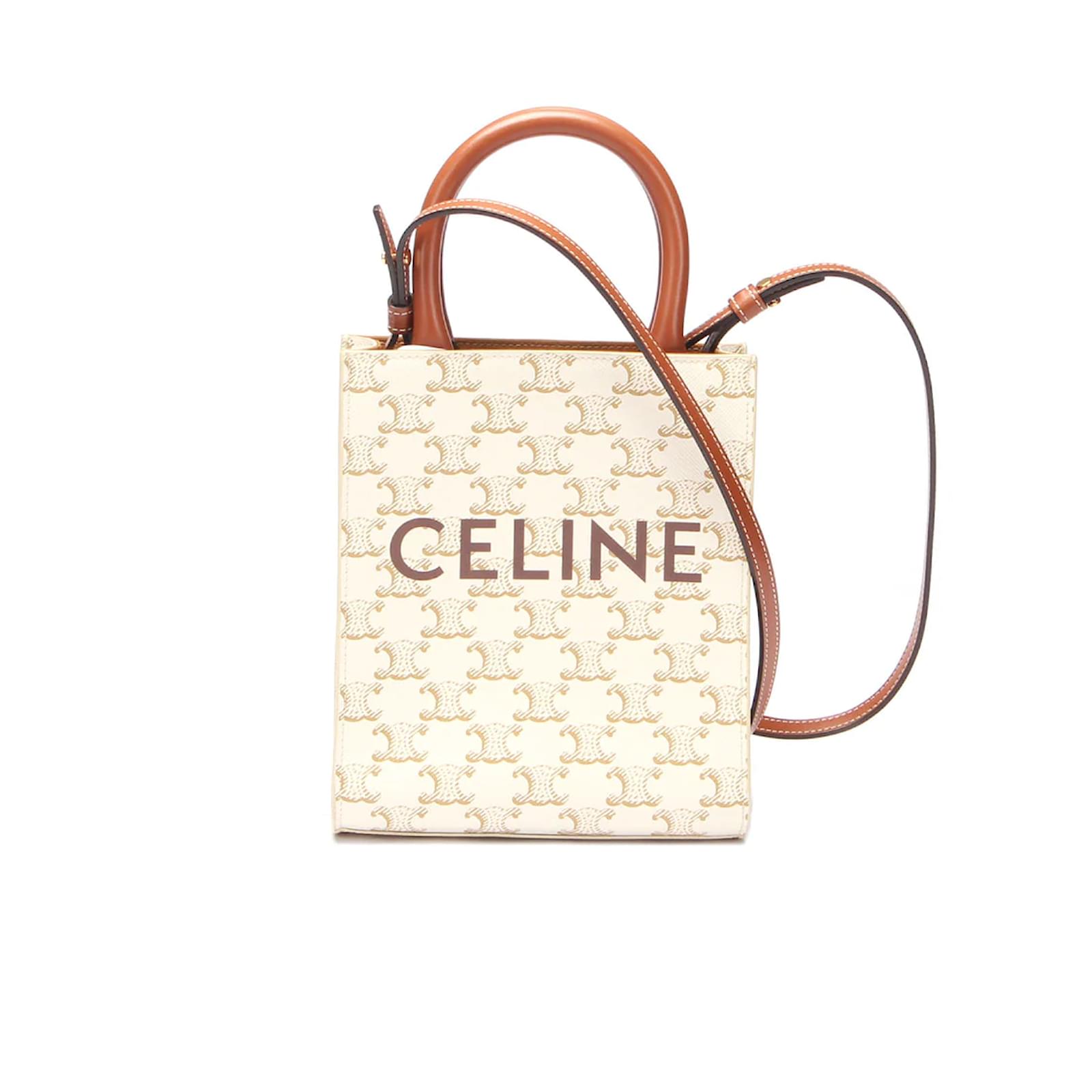 Céline Mini Triomphe Canvas Vertical Cabas White Cloth ref.997898 - Joli  Closet