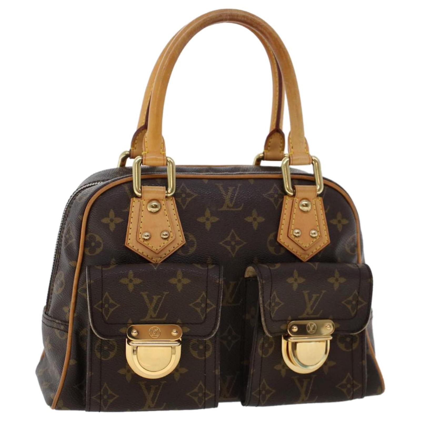 LOUIS VUITTON Manhattan PM Monogram Canvas Satchel Bag Brown