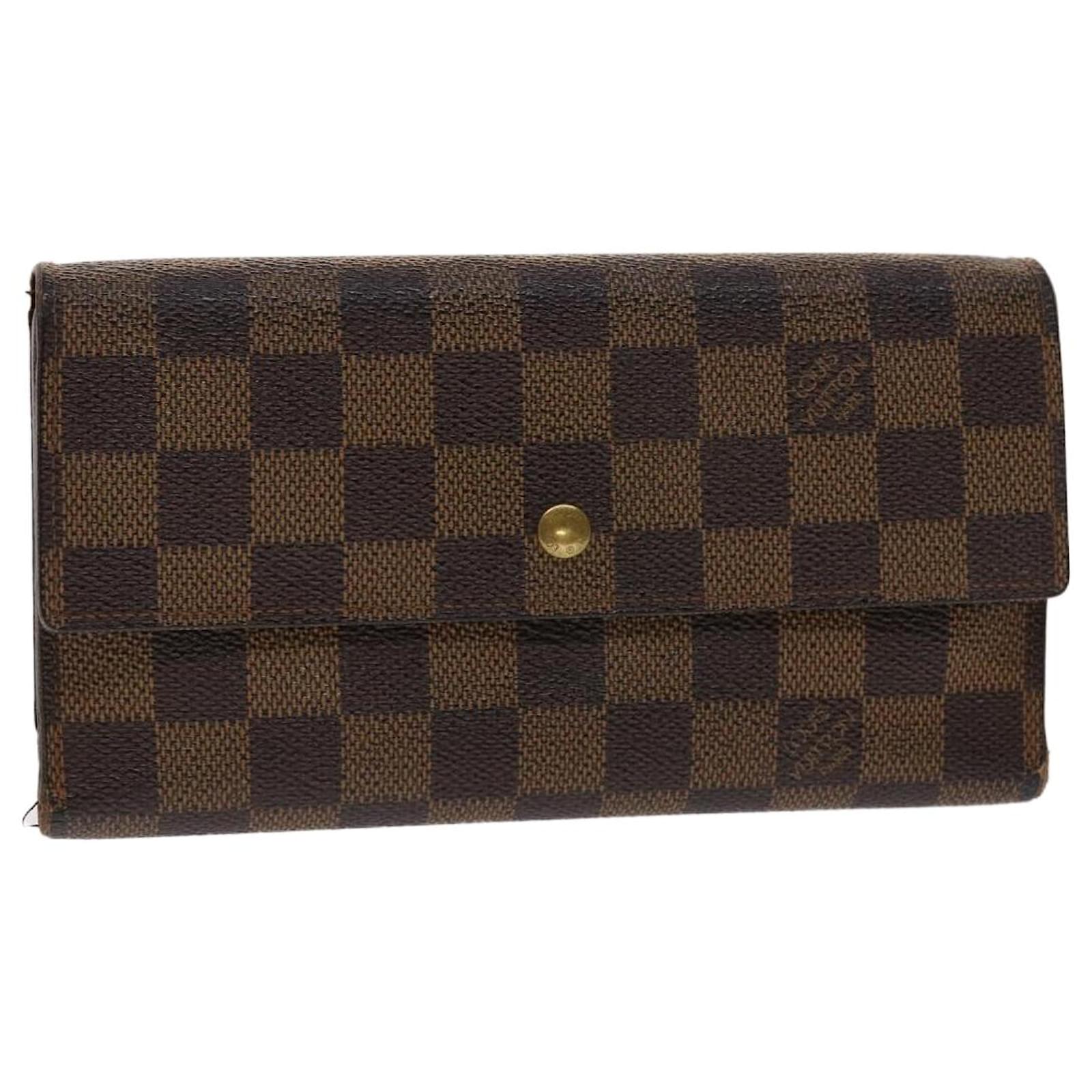 LOUIS VUITTON Portefeuille Sarah Damier Ebene Canvas Leather Wallet