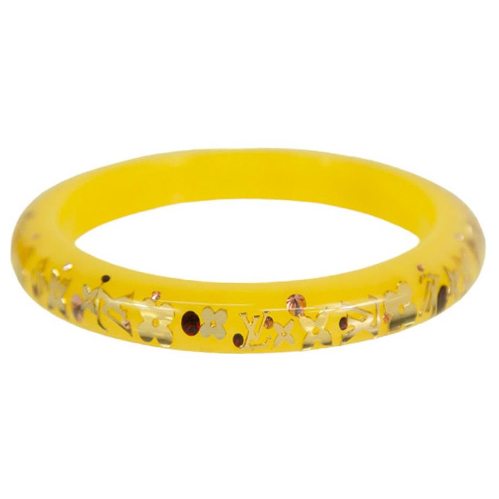Louis Vuitton Thin Inclusion PM yellow with gold resin sequins bangle  bracelet ref.998695 - Joli Closet