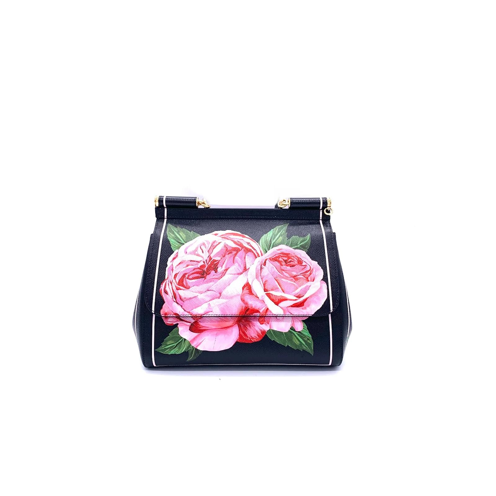 Shop Dolce & Gabbana small Sicily rose print bag.