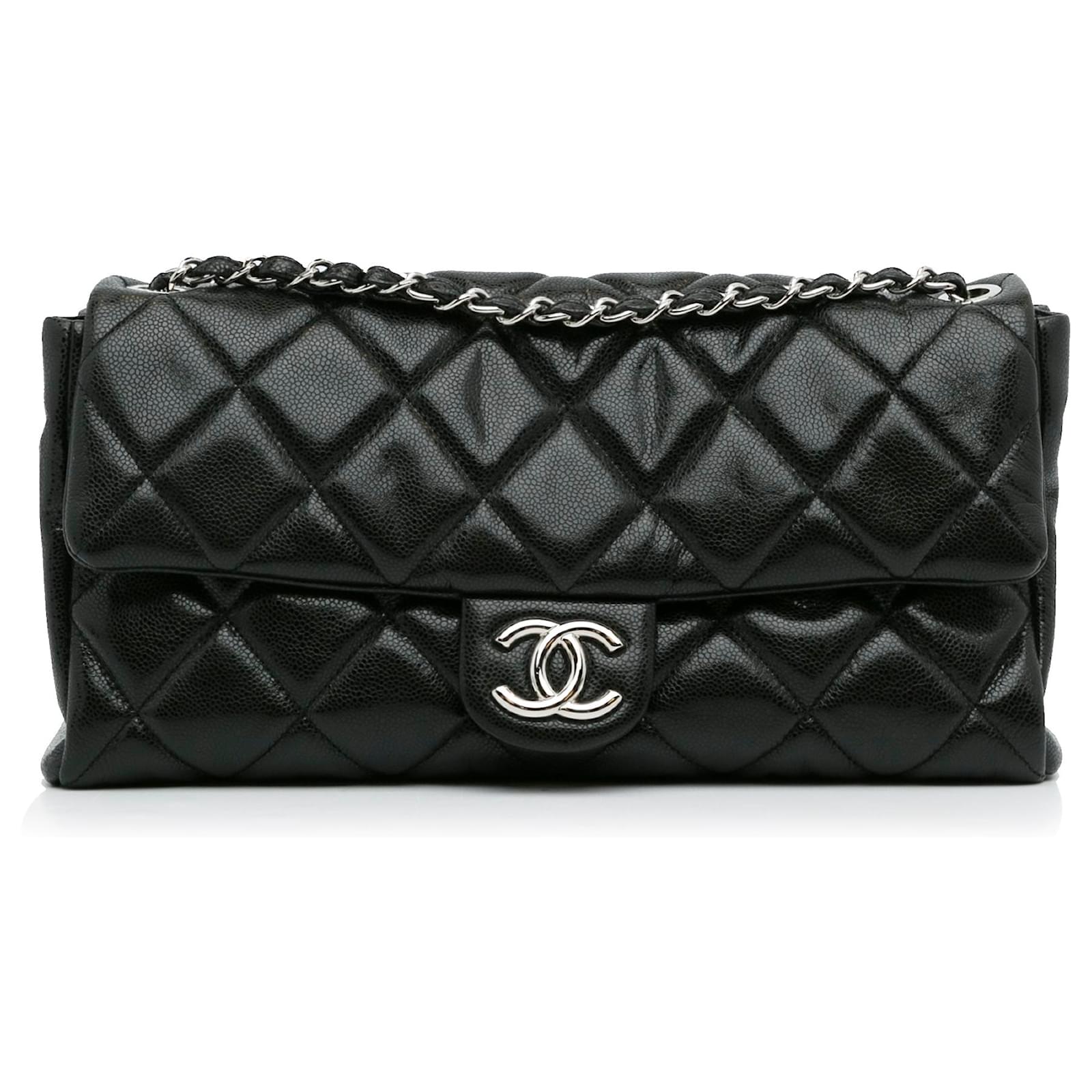 Chanel Black Medium Glazed Caviar Nature Flap Leather ref.998849