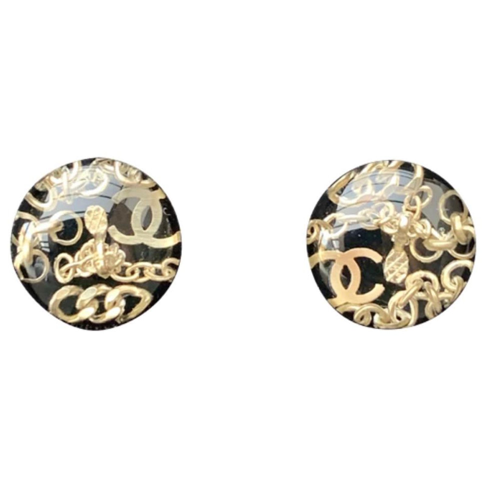 Boucles D'oreilles Vintage En Plastique Multicolore - Occasion En Bon état, Sans Marque