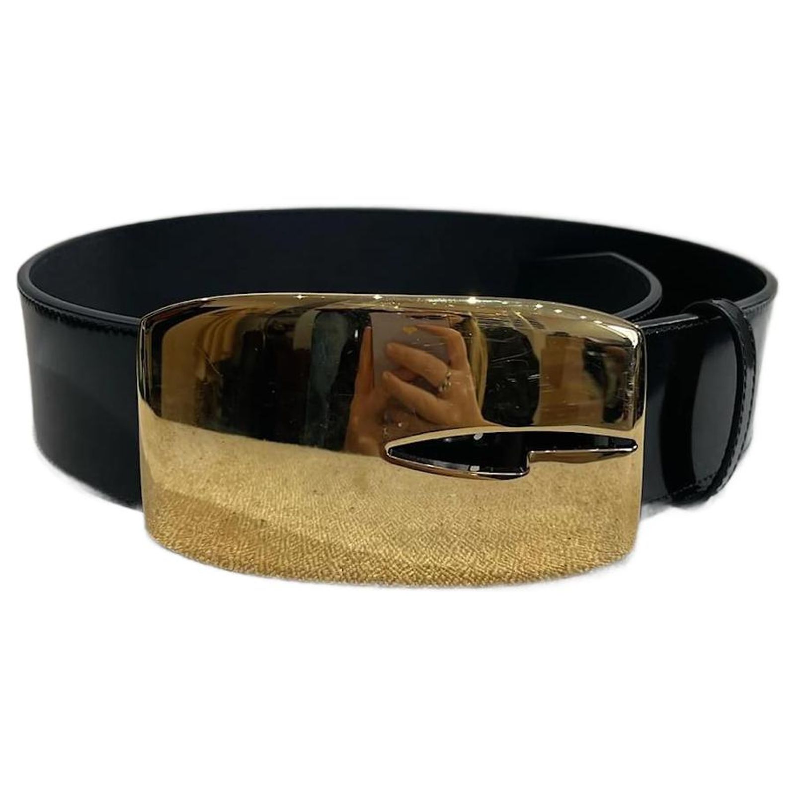 Ceinture Vintage En Cuir Noir Double Passant - Taille 75 - Unisexe - Occasion