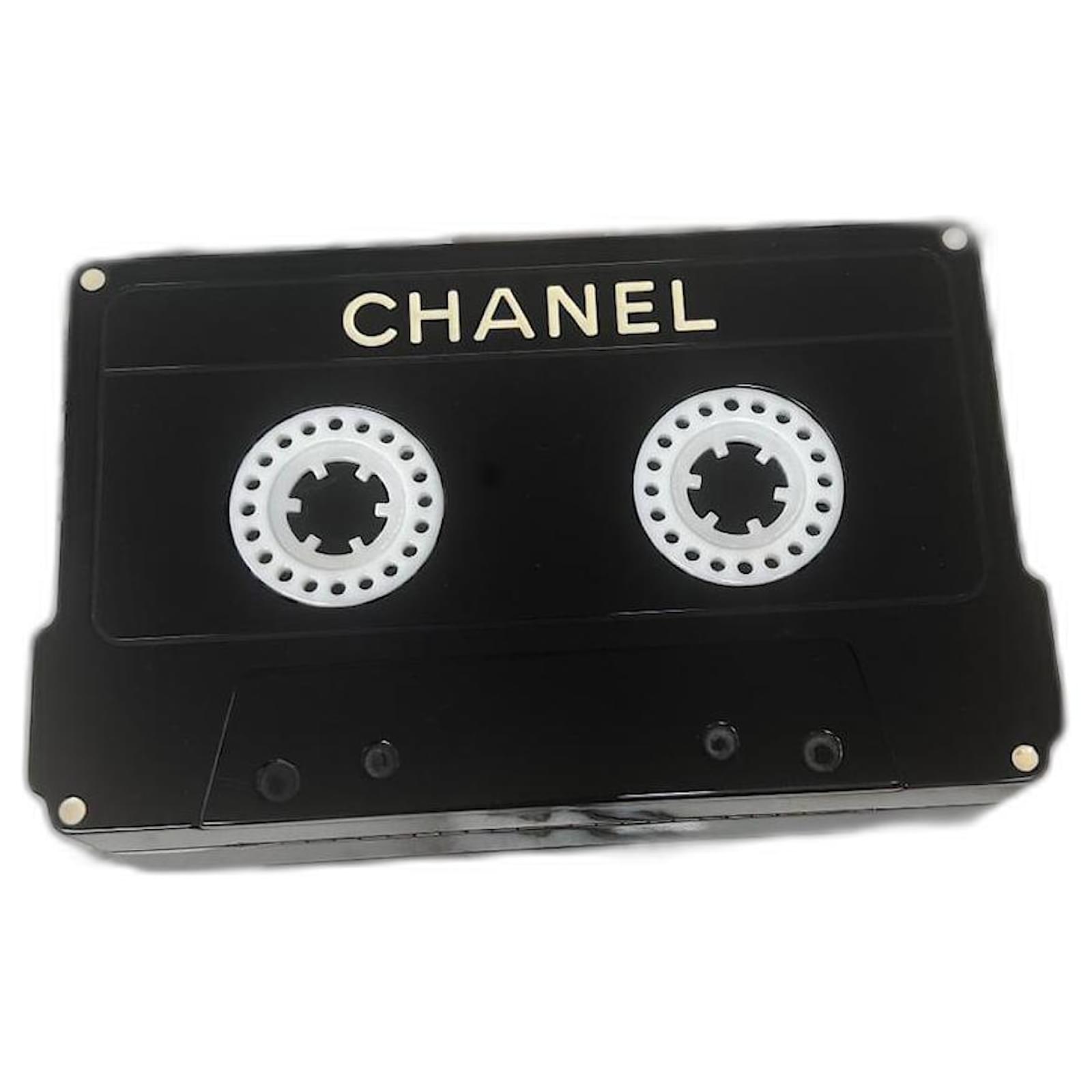 Trendy CC Chanel Black Lucite Cassette Tape Clutch Bag Acrylic ref