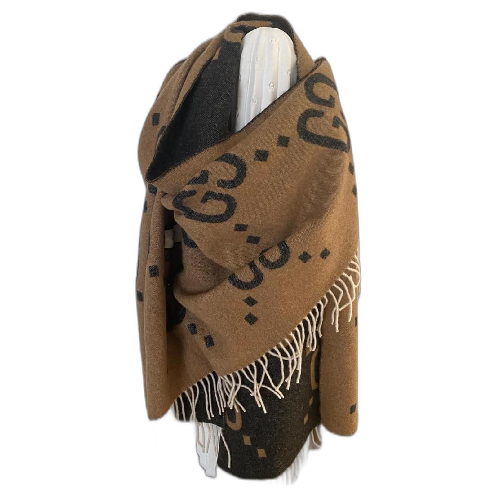 Marmont MAXI PLAID BLANKET PONCHO SCARF XXL GUCCI REVERSIBLE 100