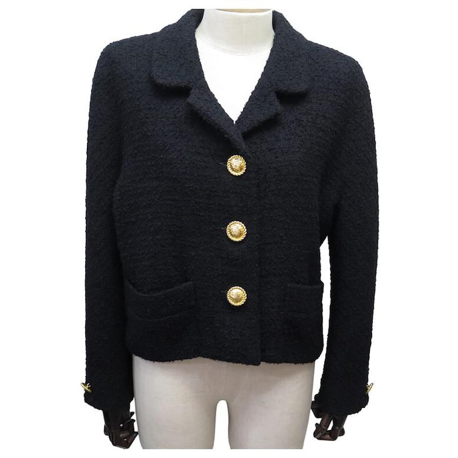 Céline VINTAGE CELINE JACKET WITH BUTTONS TRIOMPHE TWEED BLACK 42 L BLACK  VEST JACKET ref.999801 - Joli Closet