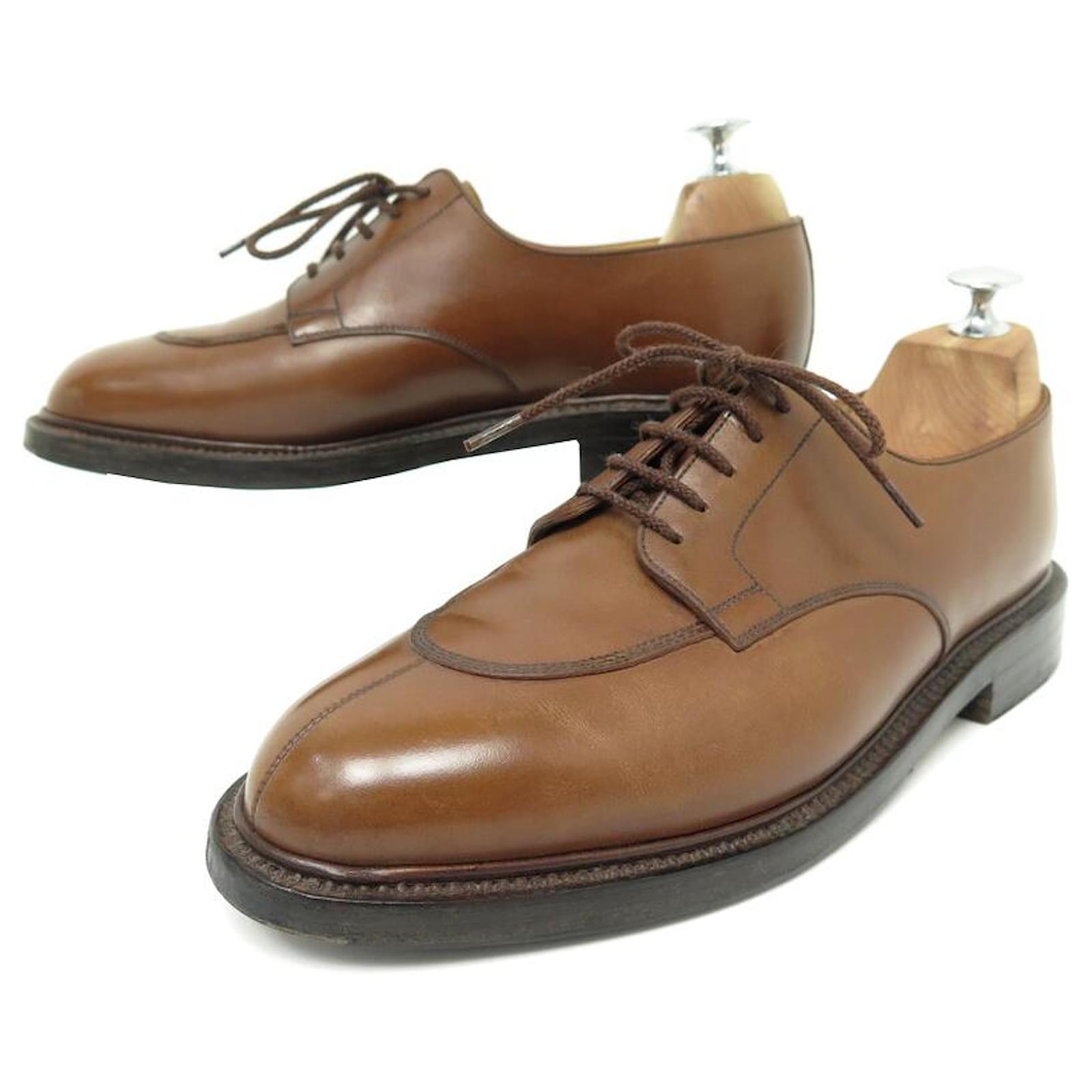 JM WESTON SHOES 598 DERBY HALF HUNTING 8D 42 BROWN LEATHER SHOES