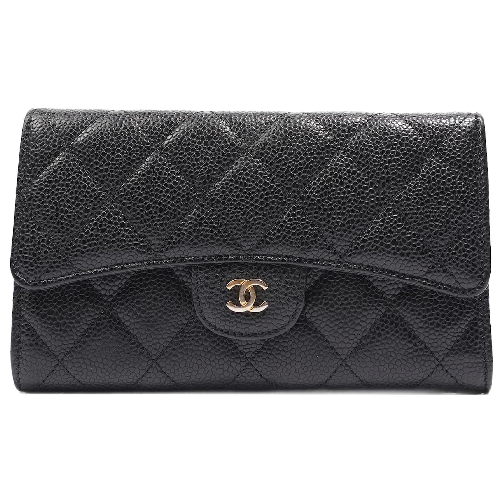 Chanel Quilted Classic Flap Wallet Black Caviar Leather ref.1008104 - Joli  Closet