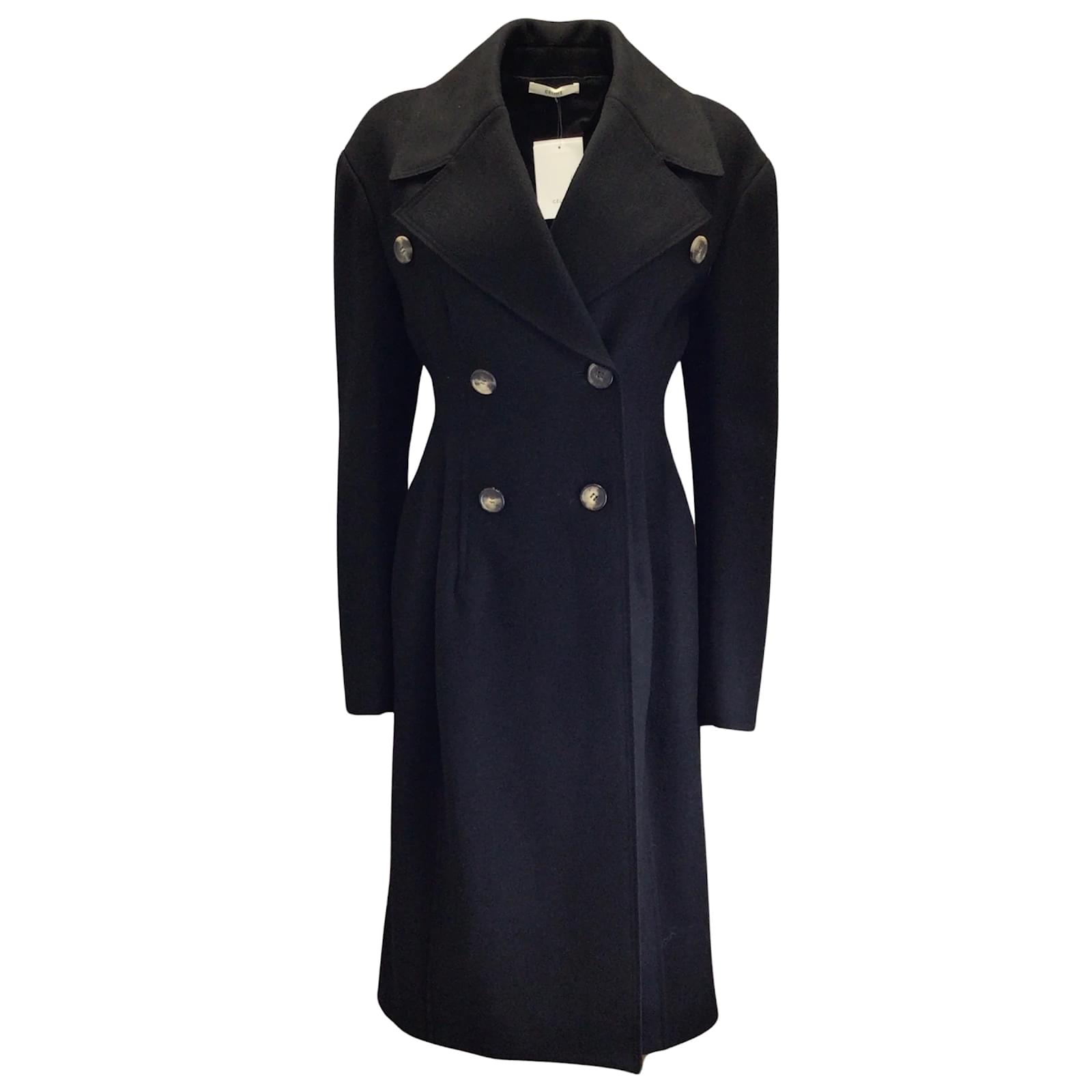 Céline Trench milong en laine à boutonnage doublé noir Celine ref.1009412 Joli Closet