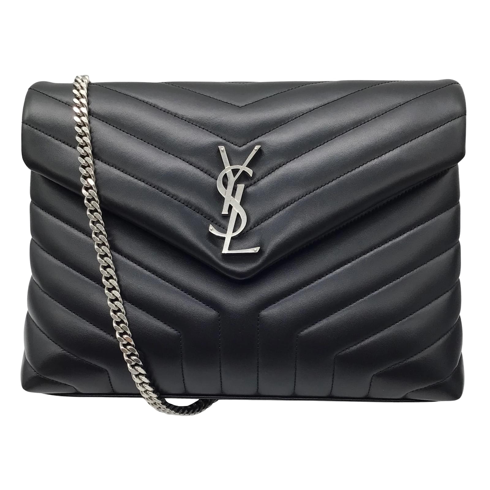 Saint Laurent black / silver 2022 Quilted Matelasse Leather YSL