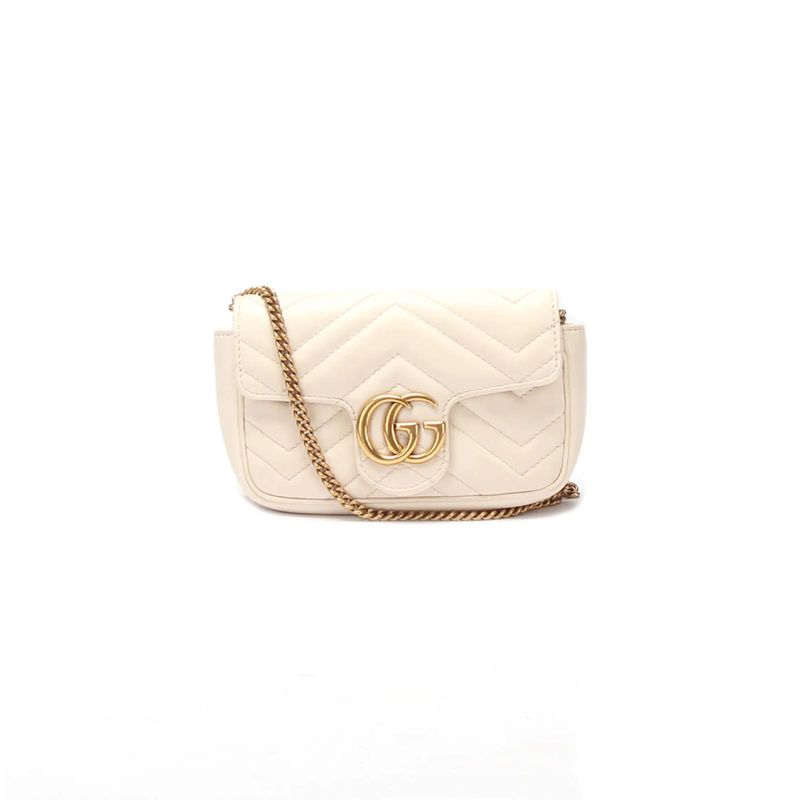 Gucci White Super Mini GG Marmont Bag for Women