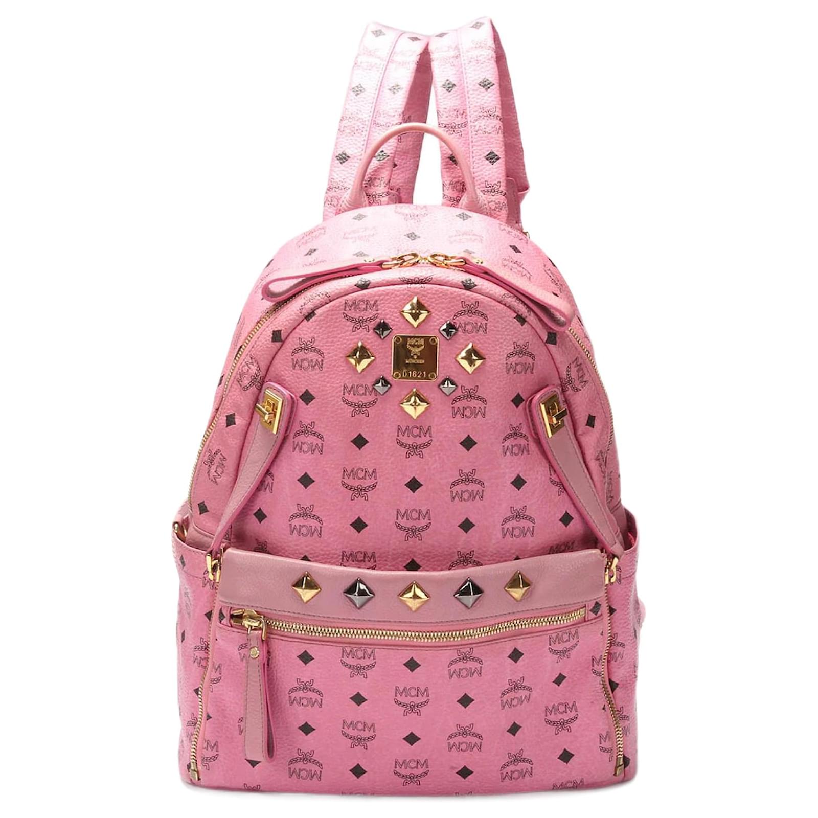 MCM Stark Pink Canvas Backpack Bag (Pre-Owned)