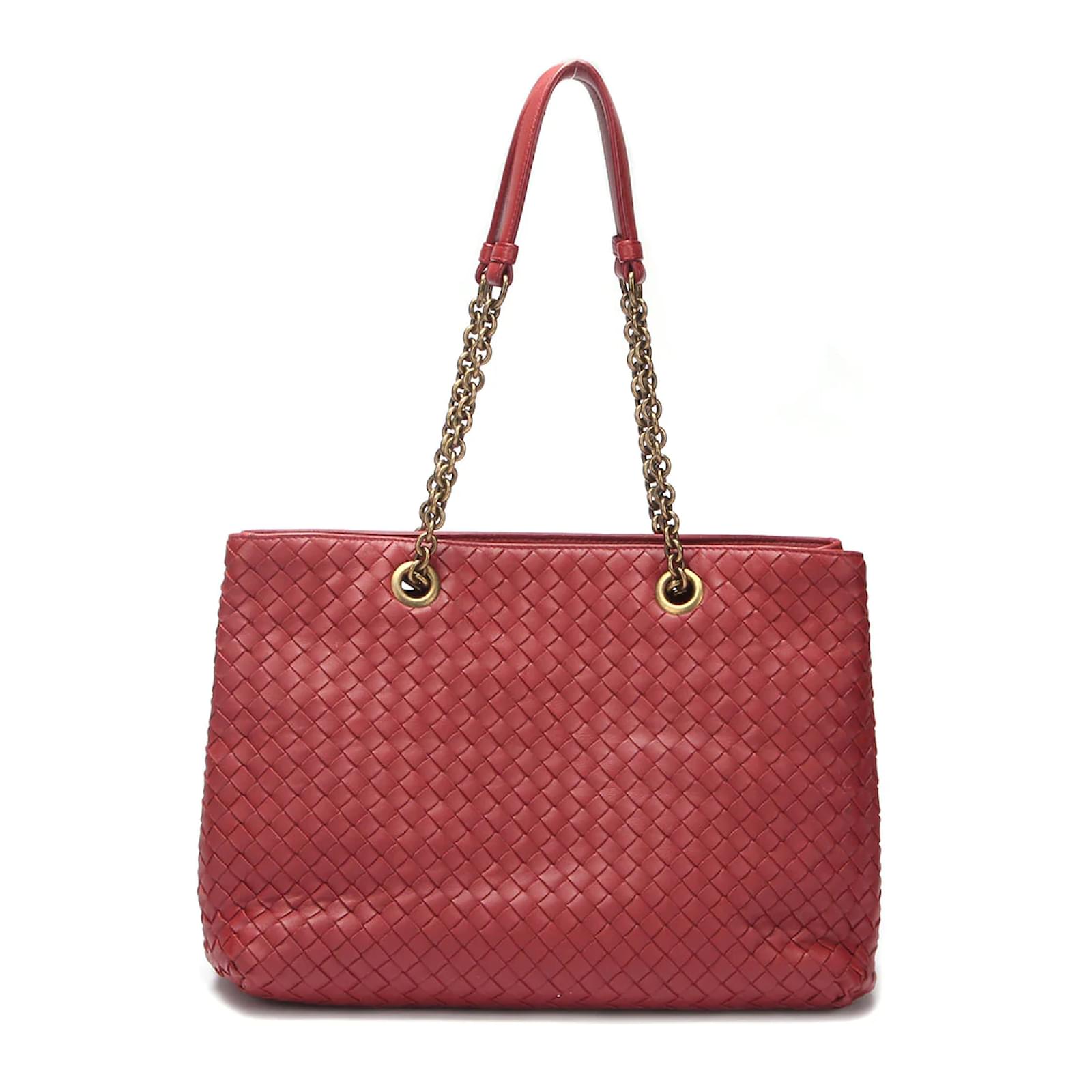 Bottega Veneta Intrecciato Leather Tote Bag Red Pony-style