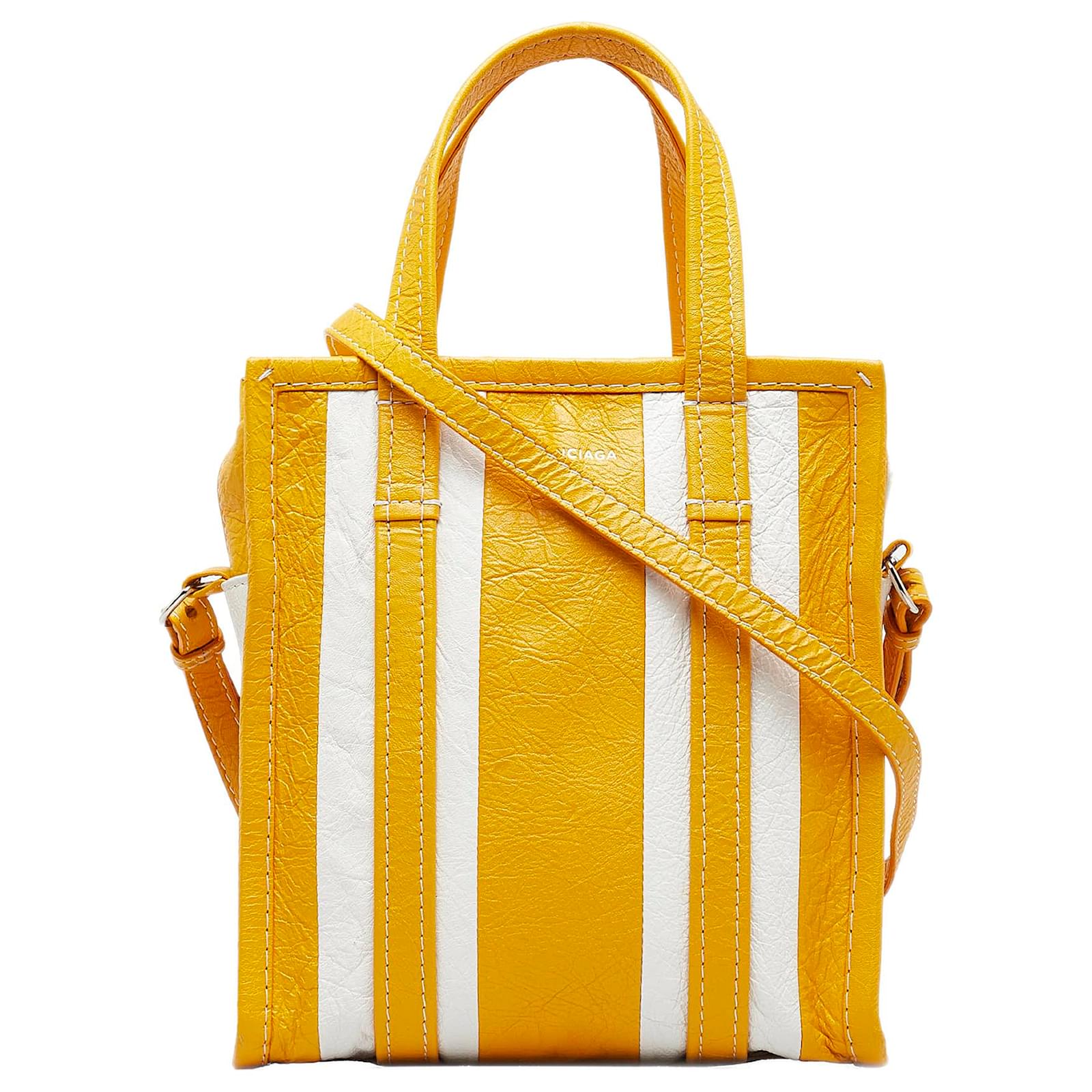 Balenciaga Yellow XS Bazar Shopper White Leather ref.1009550 Joli Closet