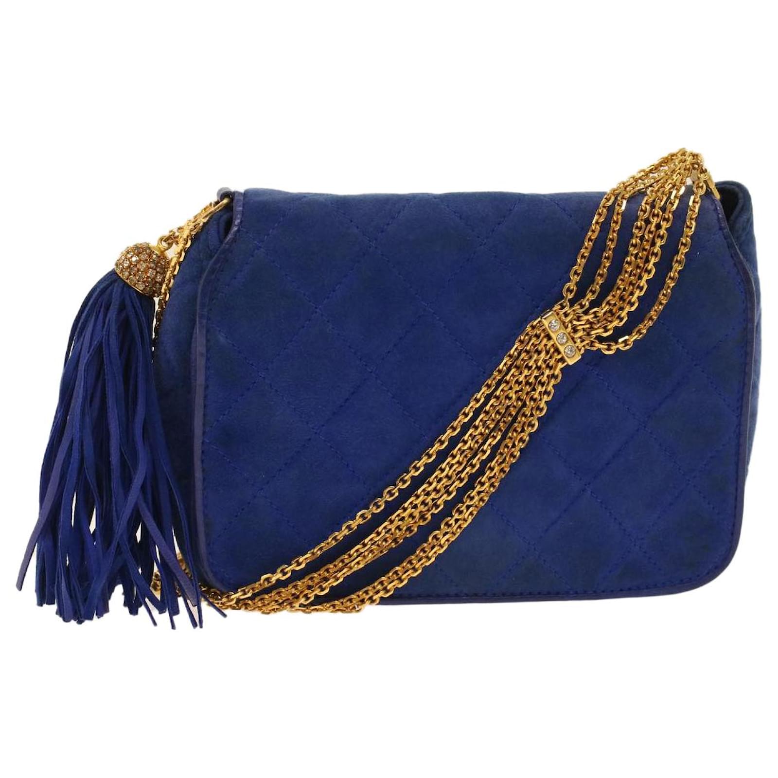 CHANEL Chain Matelasse Shoulder Bag Suede Blue CC Auth bs6804 ref.1009729 -  Joli Closet