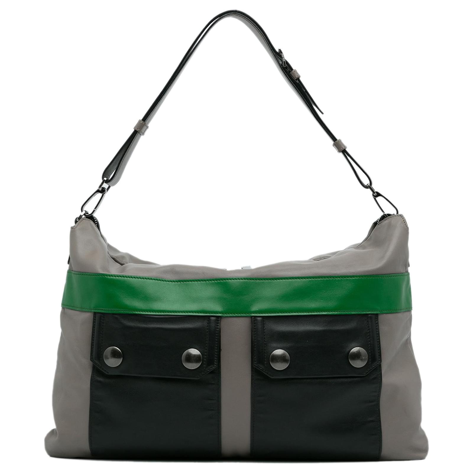 Miu Miu Vitello Lux Bow Leather Hand Bag in Green in 2023