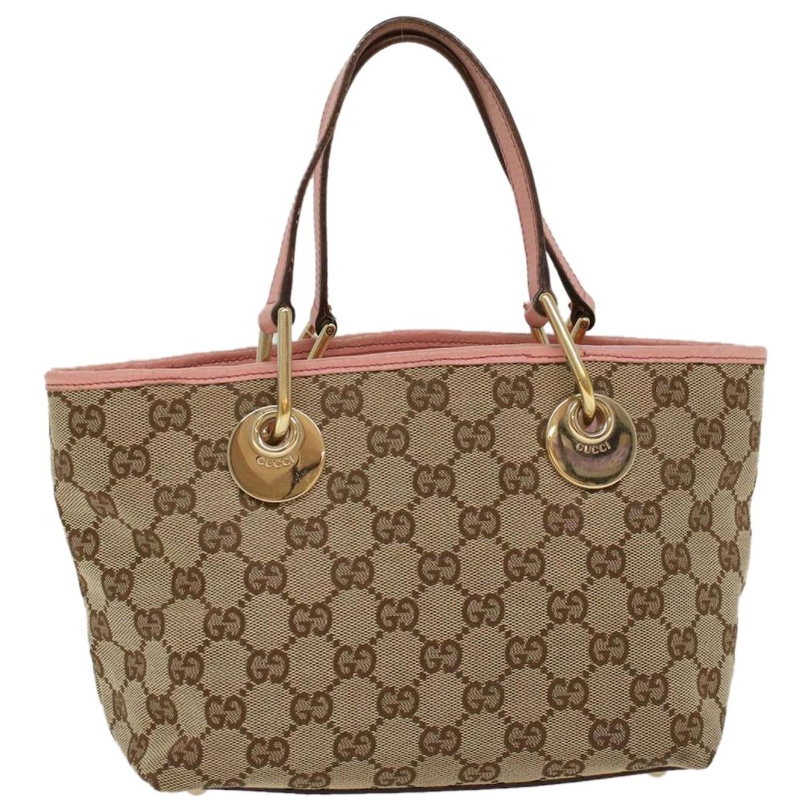 GUCCI GG Canvas Hand Bag Beige Pink 120844 Auth ki3156 ref.1010155