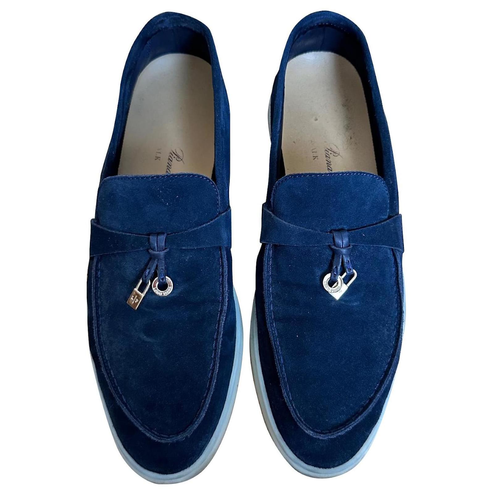 Loro Piana Suede moccassins Navy blue Joli Closet