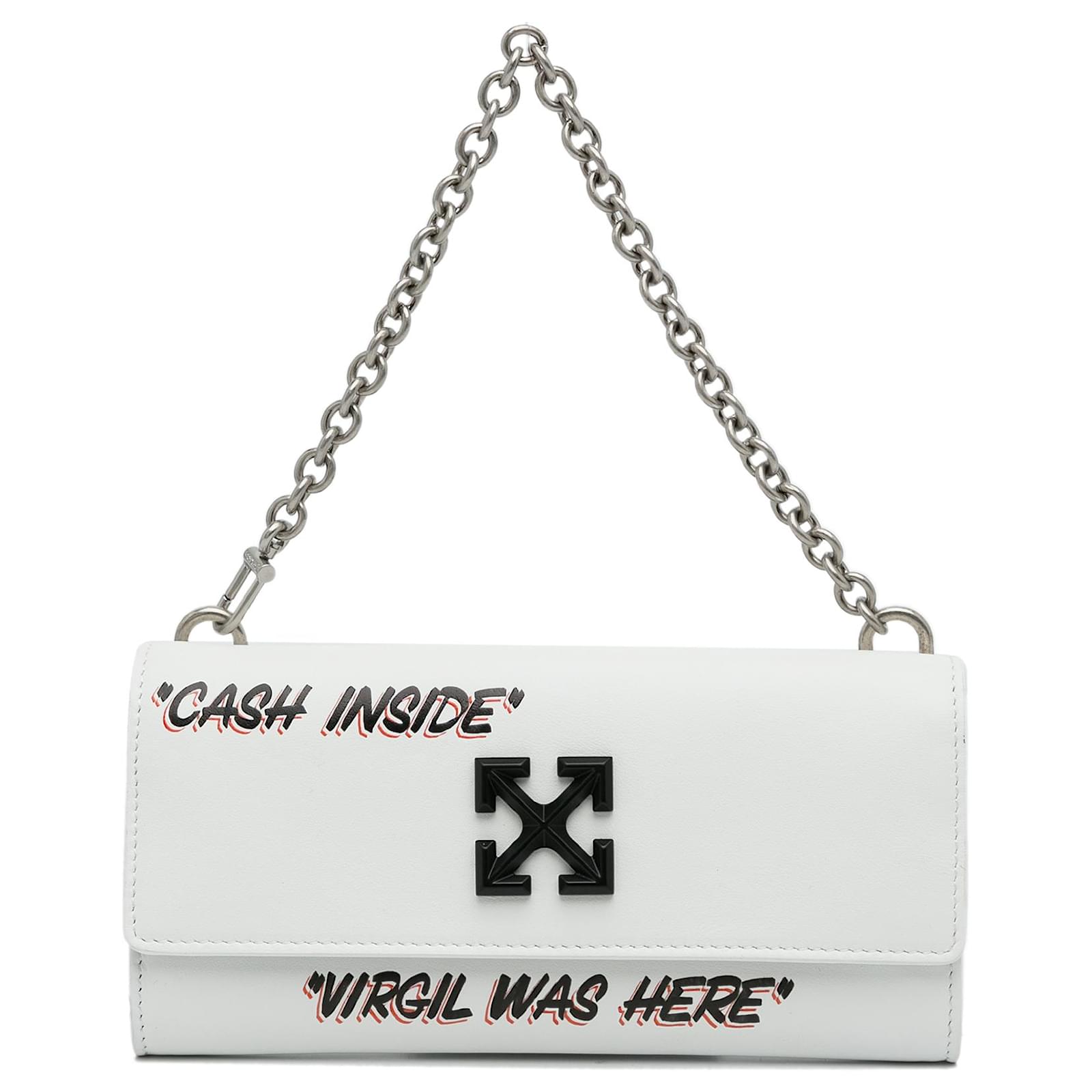 Off-White Off White Calfskin Jitney 0.5 Cash Inside Crossbody Bag White