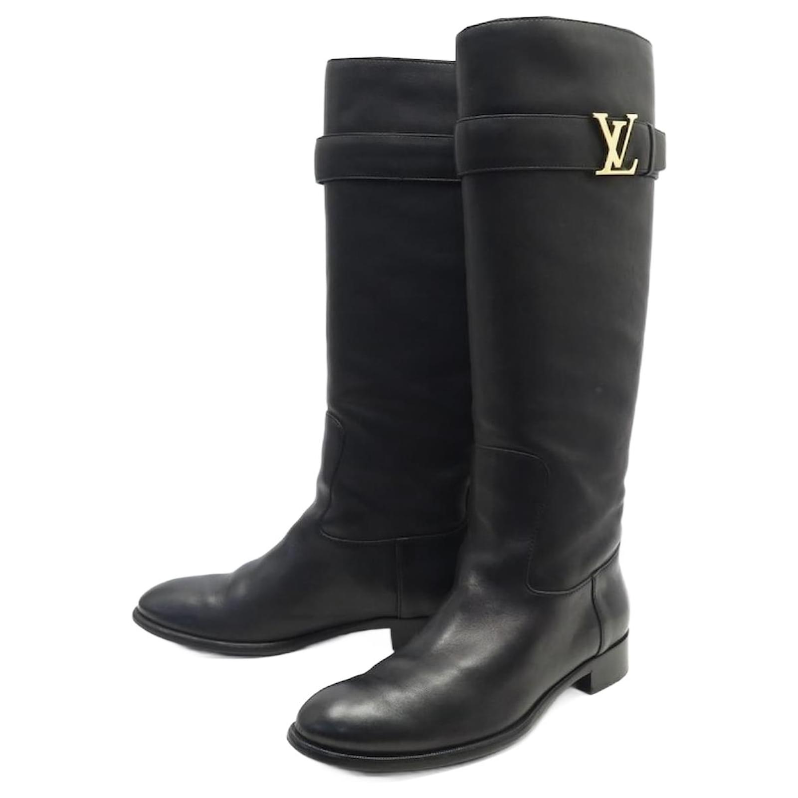 ZAPATOS LEGADOS DE LOUIS VUITTON 39 BOTAS TACÓN PIEL NEGRAS BOTAS