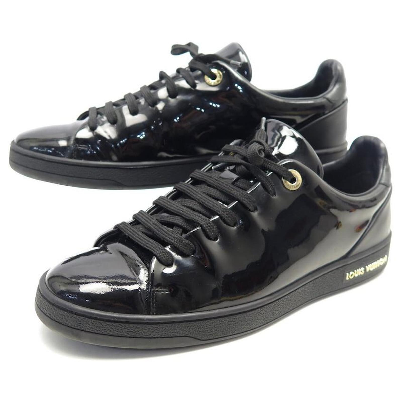 NEW LOUIS VUITTON FRONTROW SHOES 37.5 PATENT LEATHER SNEAKERS