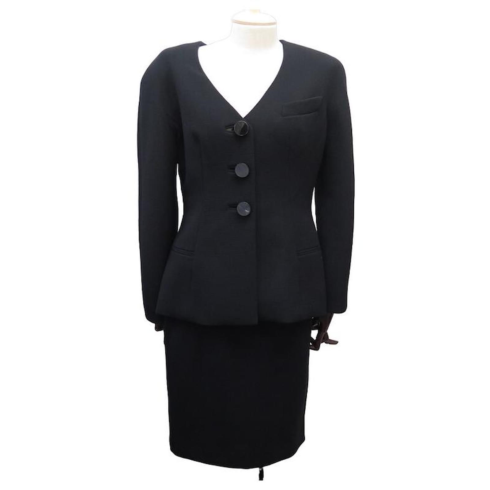 VINTAGE CHRISTIAN DIOR SUIT JACKET + SKIRT SET 42 L JACKET SKIRT