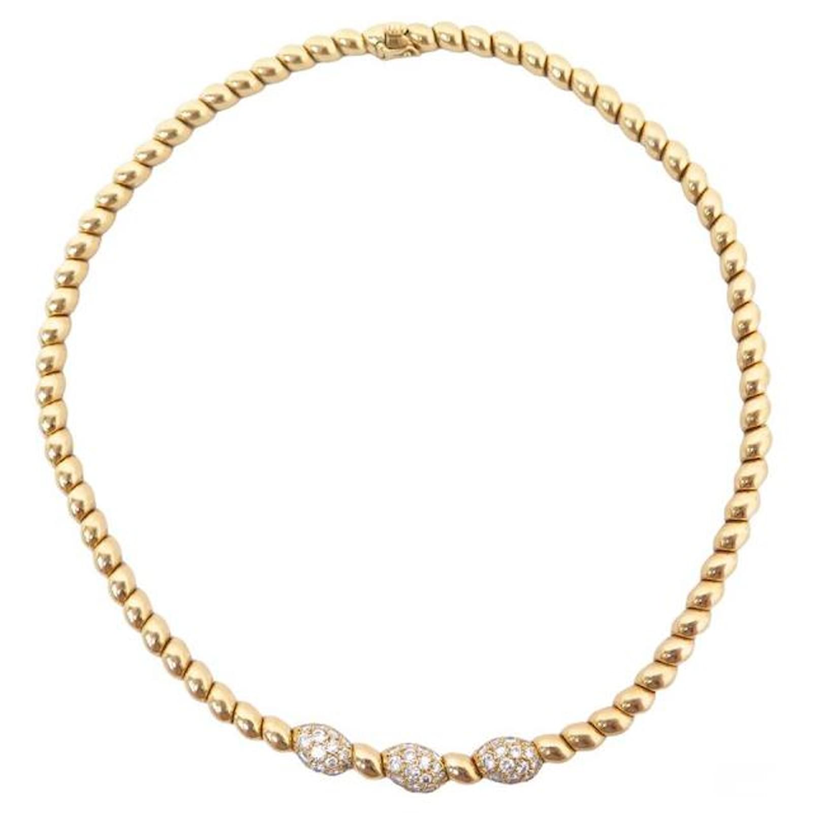 Blickman Collier ras du cou en treillis d'or et diamants En vente sur