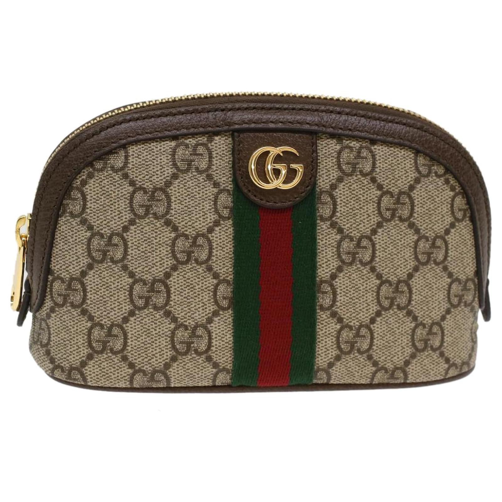 Gucci Cosmetic Pouch Bag Brown Canvas