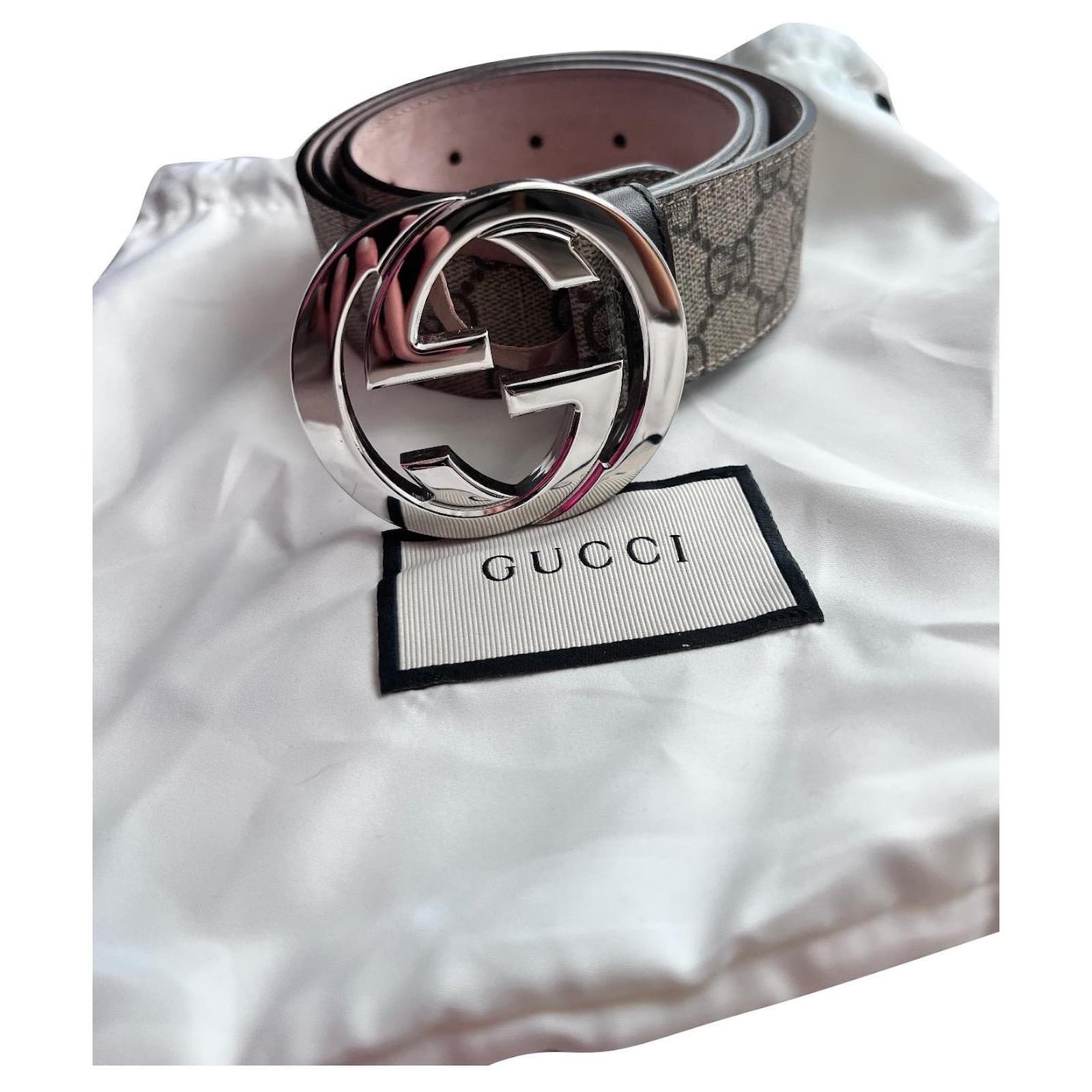 Gucci GG Supreme Beige Belt with Silver GG Buckle