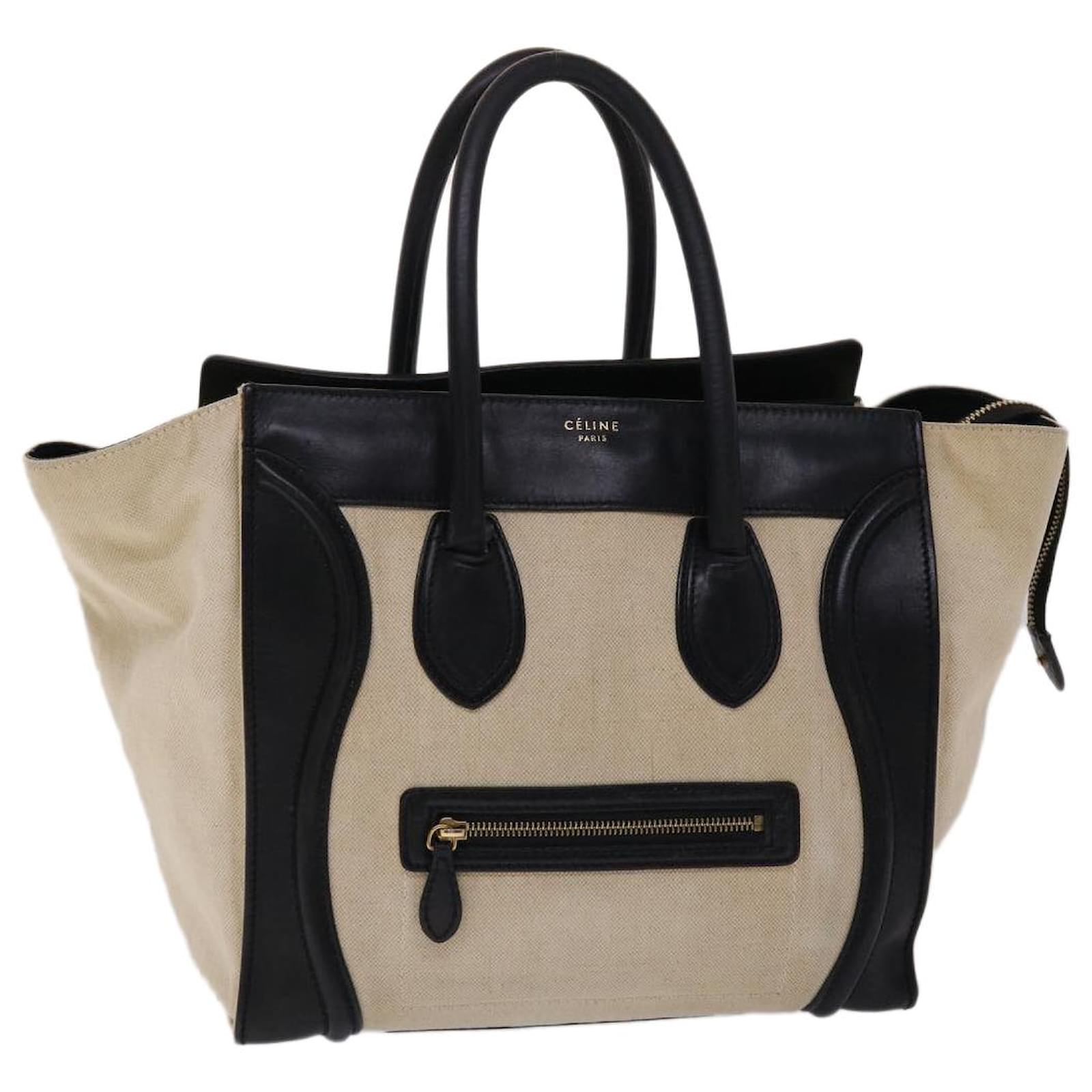 Céline CELINE Luggage Mini Shopper Hand Bag Canvas Leather Beige
