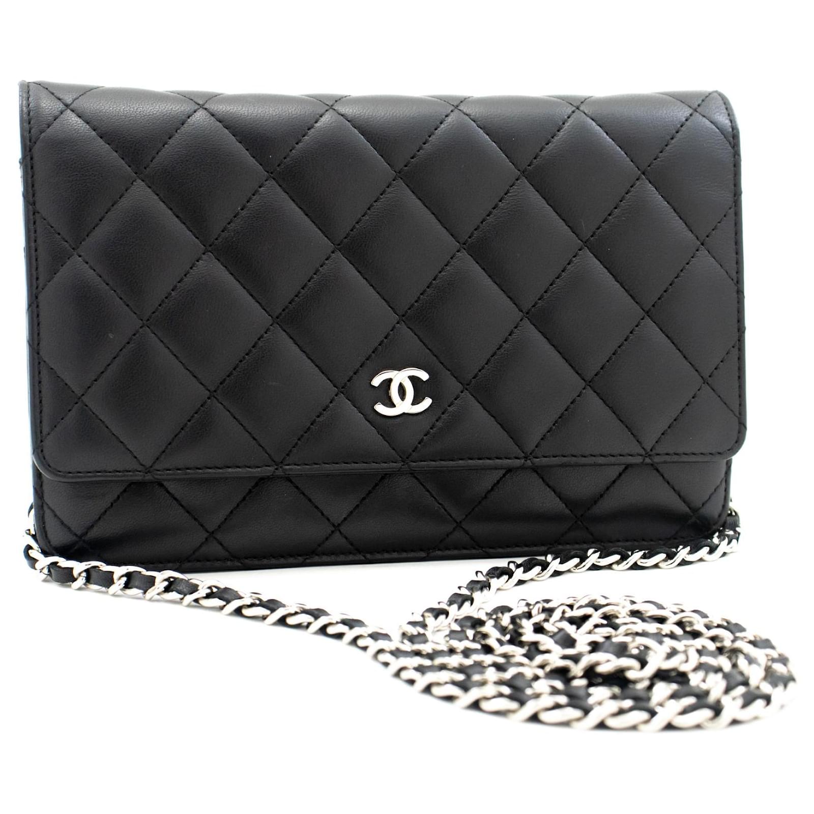 CHANEL Black Classic Wallet On Chain WOC Shoulder Bag Lambskin Leather  ref.1011233 - Joli Closet