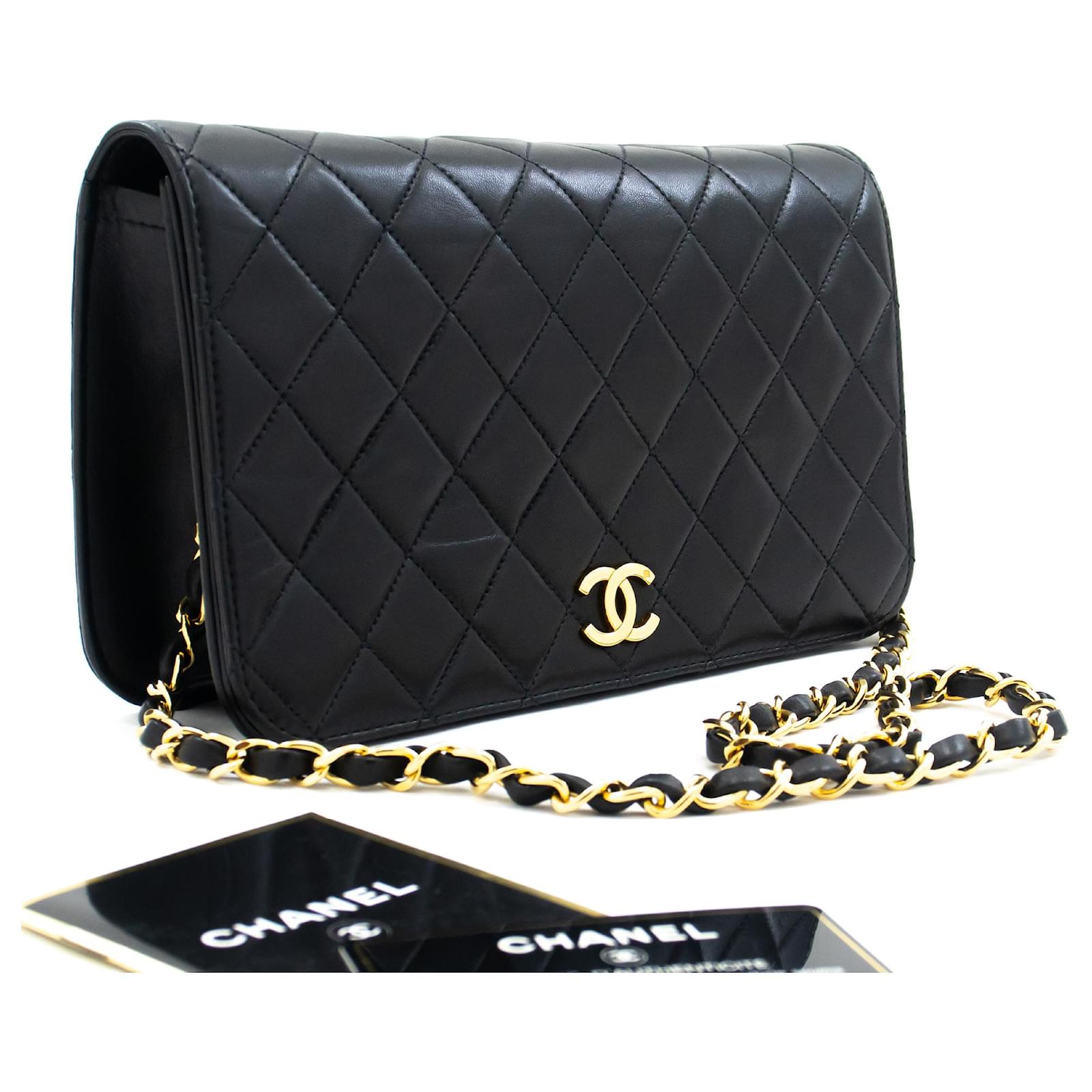 Handbags Chanel Chanel Full Flap Chain Shoulder Bag Clutch Black Quilted Lambskin