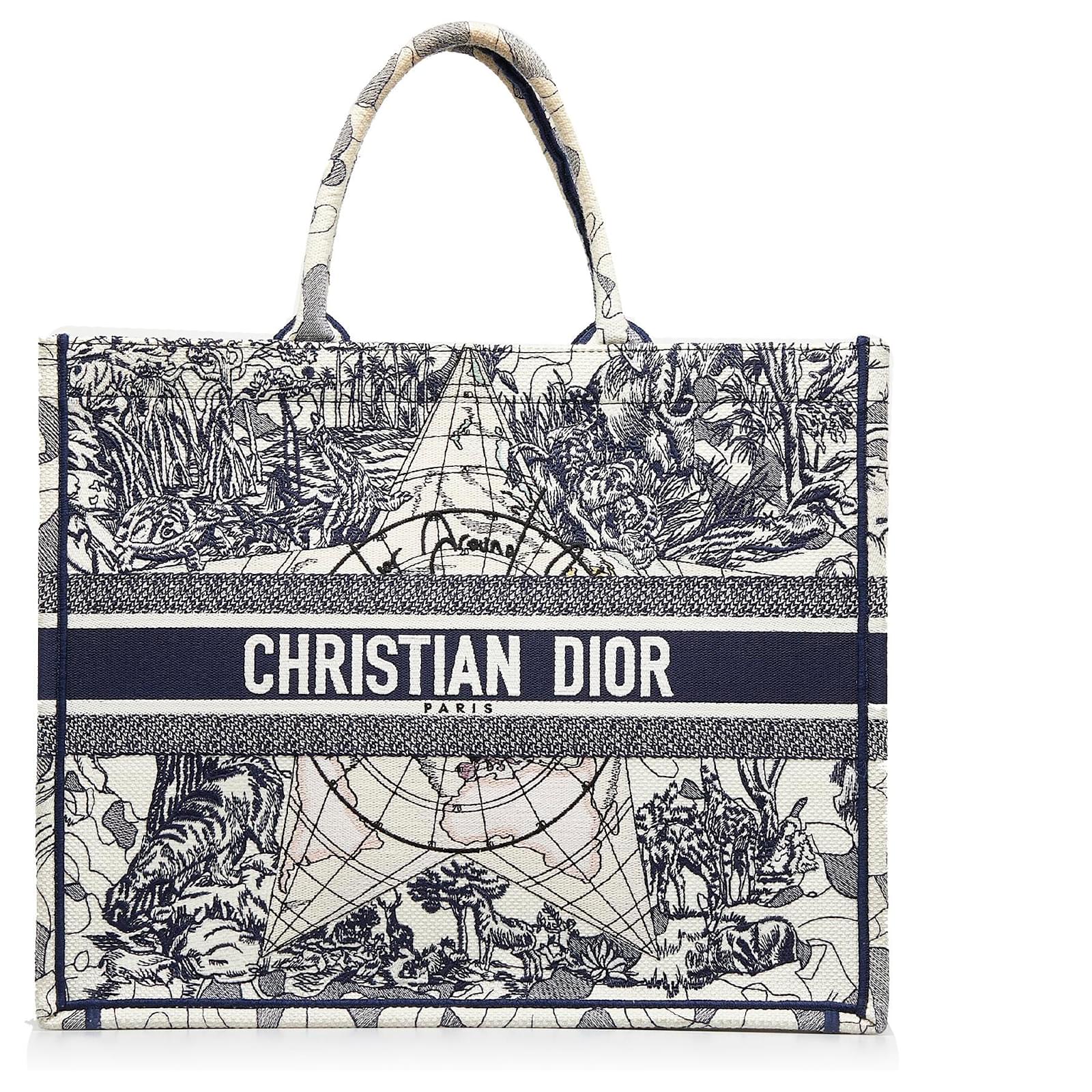 【新作☆/大容量☆】Dior Book Tote ラージ ホワイト Dior White Large Around The World Book Tote Cloth Cloth ref