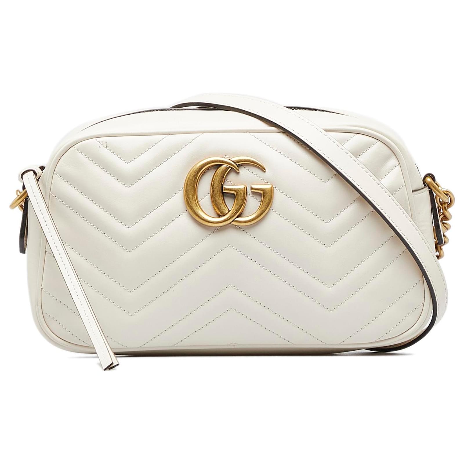 GG Marmont Small Leather Shoulder Bag in White - Gucci
