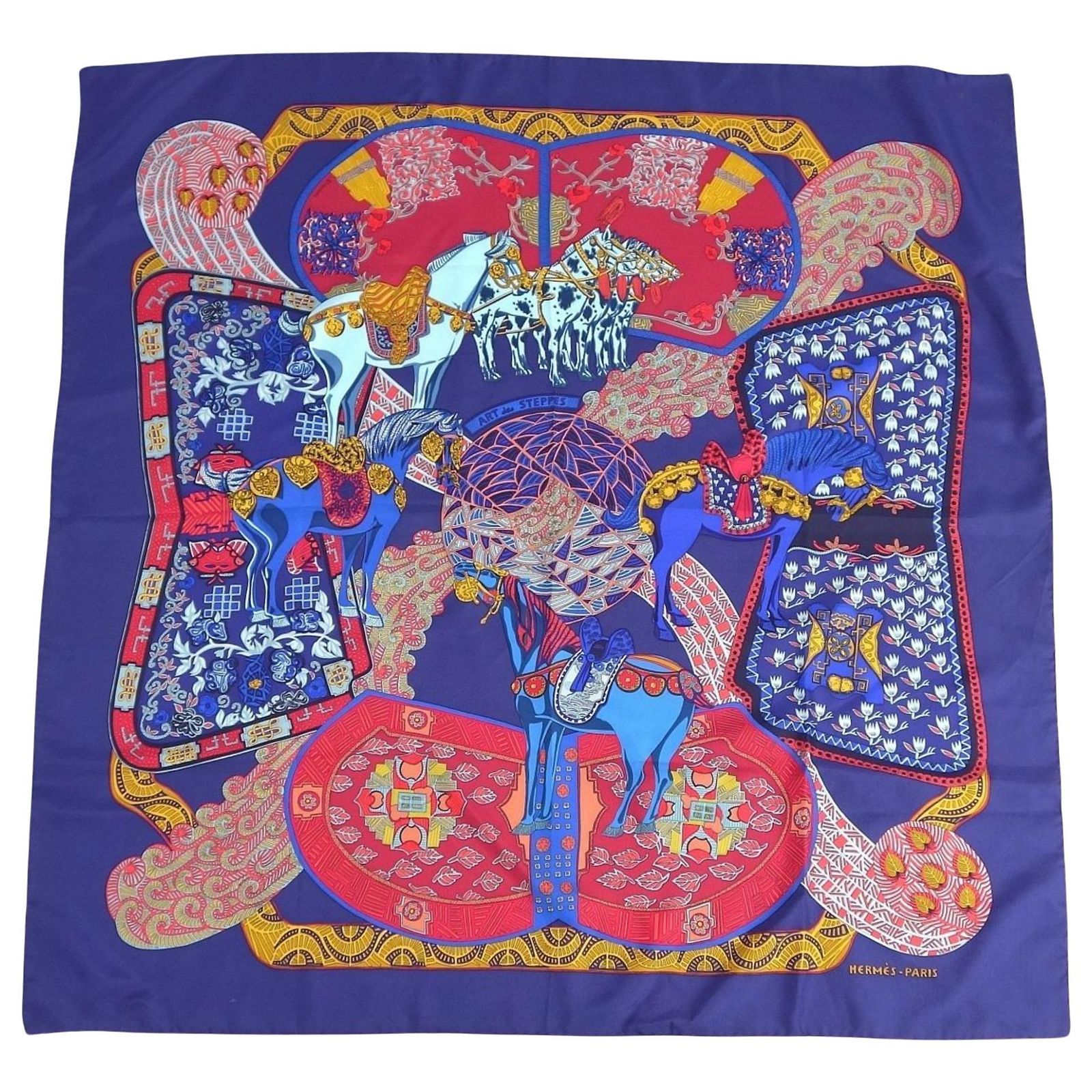 Foulard Hermès Carré 90 En Soie 'Mountain Zebra' - Fabriqué En France - Occasion En Bon état