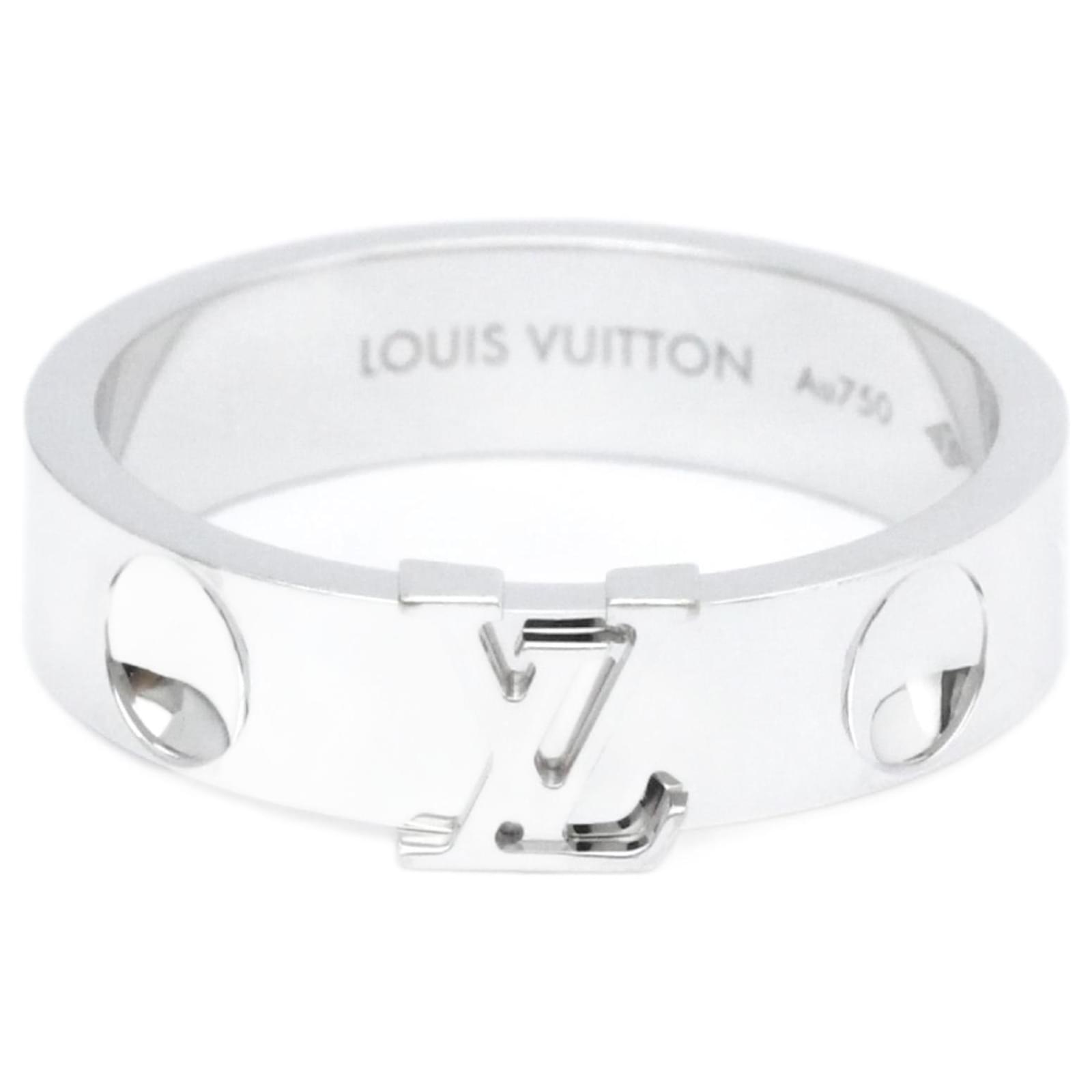 Louis Vuitton Empreinte Band Ring 18K White Gold with Diamonds 10mm 