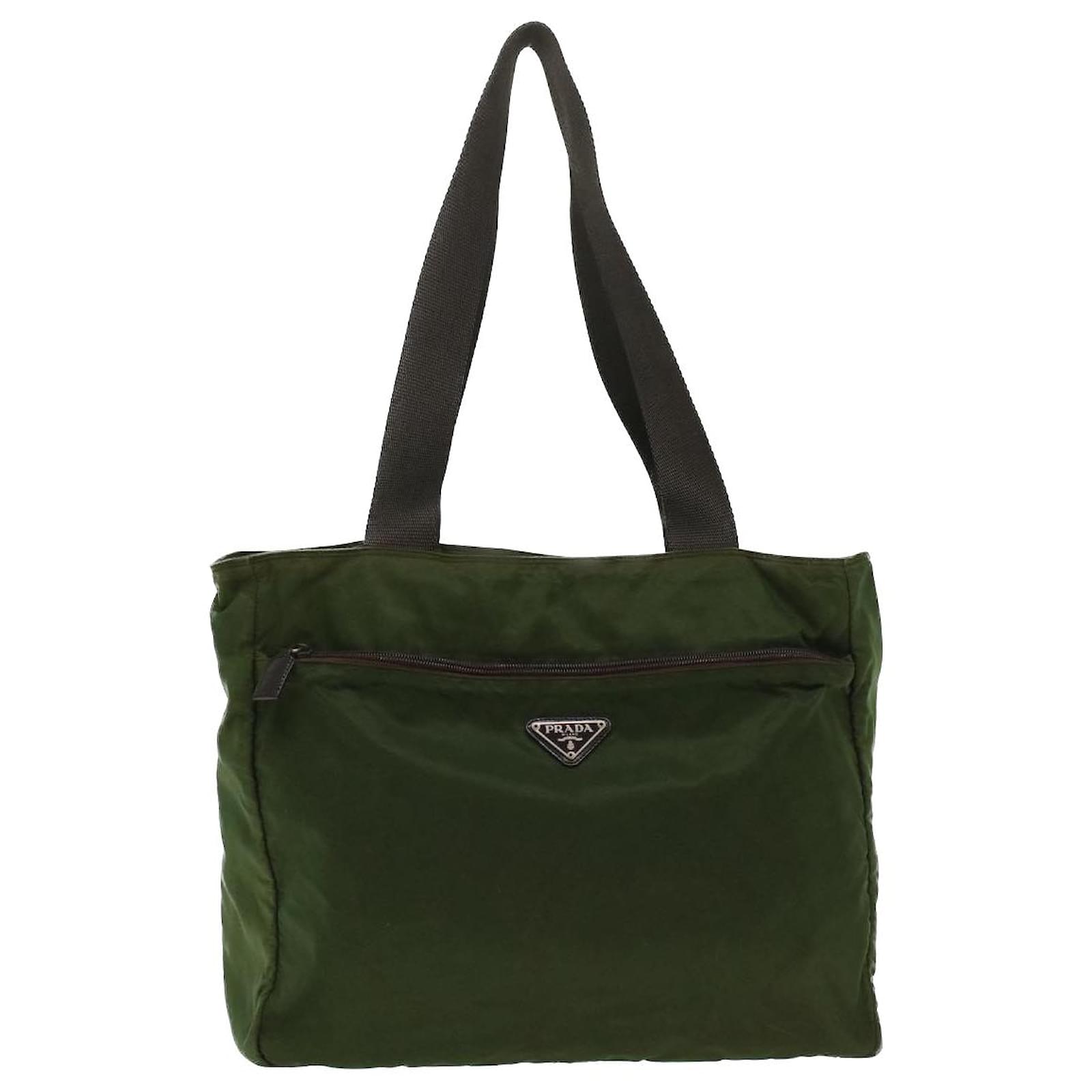 SOLD Authentic PRADA Green Nylon Tote Hand Bag Purse (Army Green)