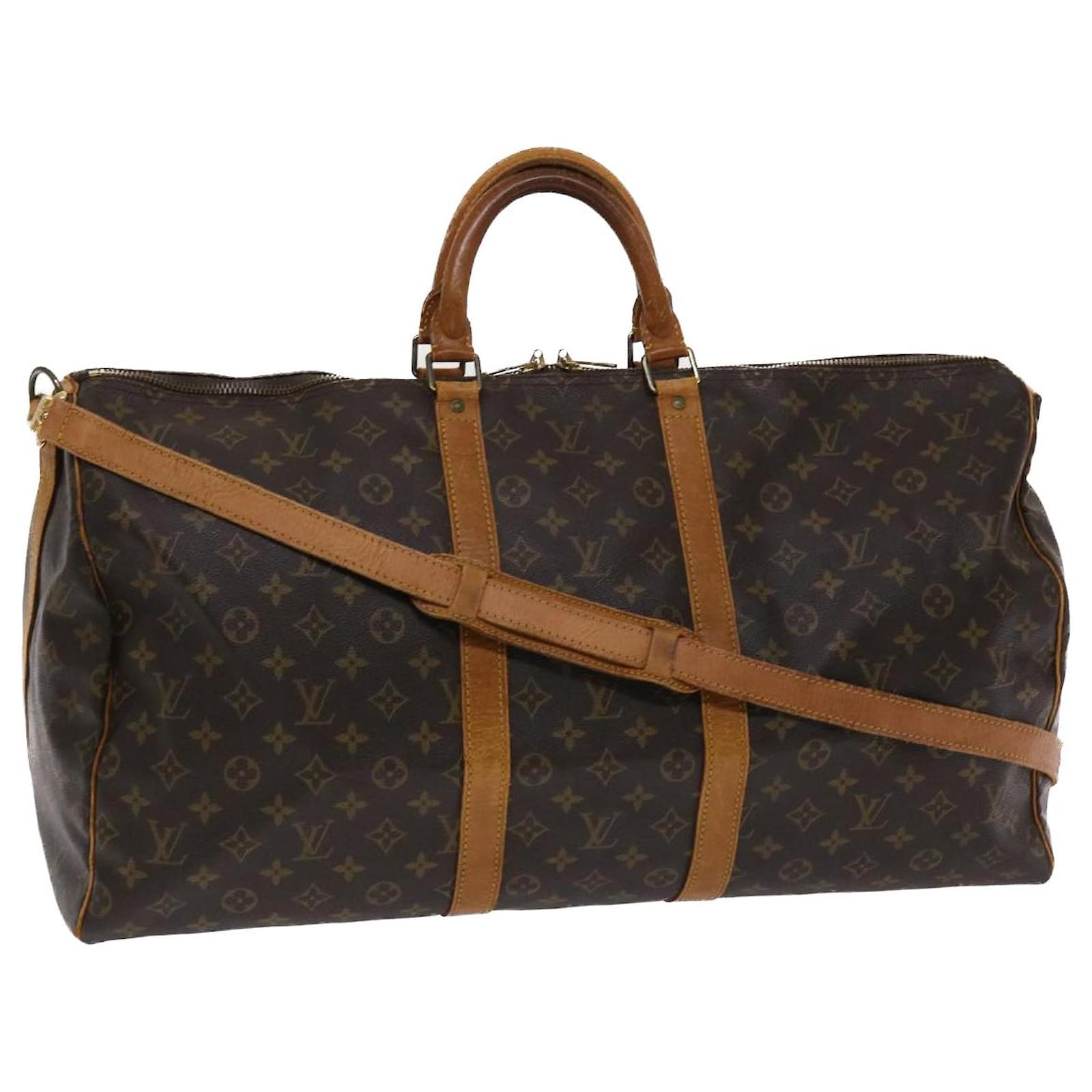 LOUIS VUITTON Monogram Keepall Bandouliere 55 Boston Bag