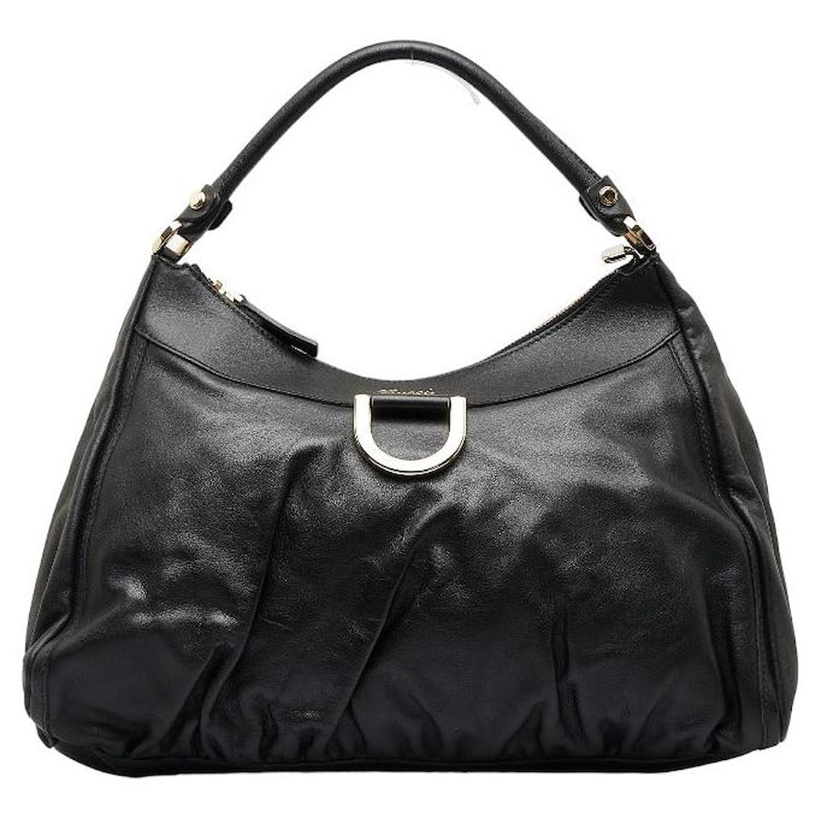 Gucci Vintage - Leather Abbey D-Ring Hobo Bag - Black - Leather