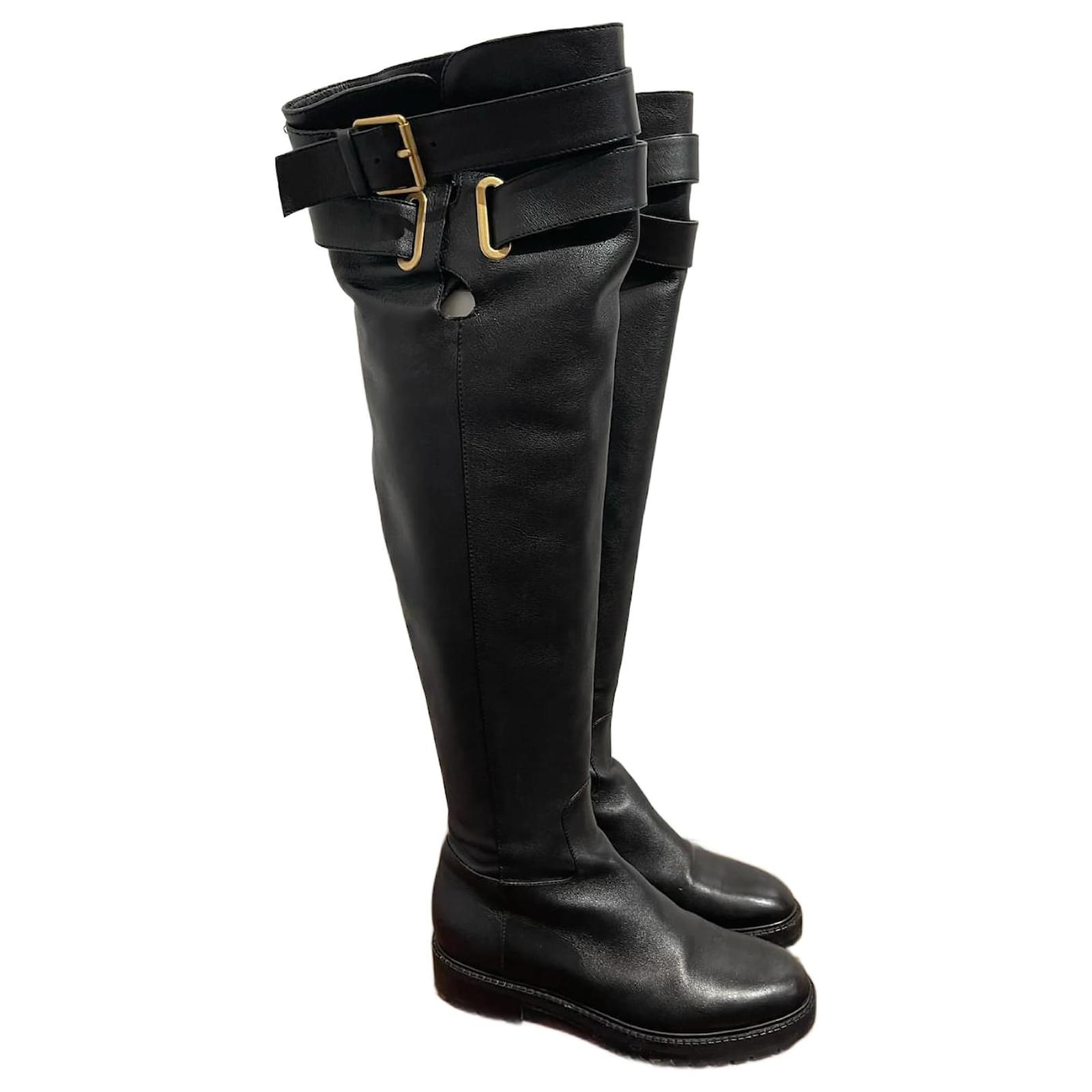 VALENTINO GARAVANI Boots T.EU 37.5 leather Black ref.1013576 - Joli Closet