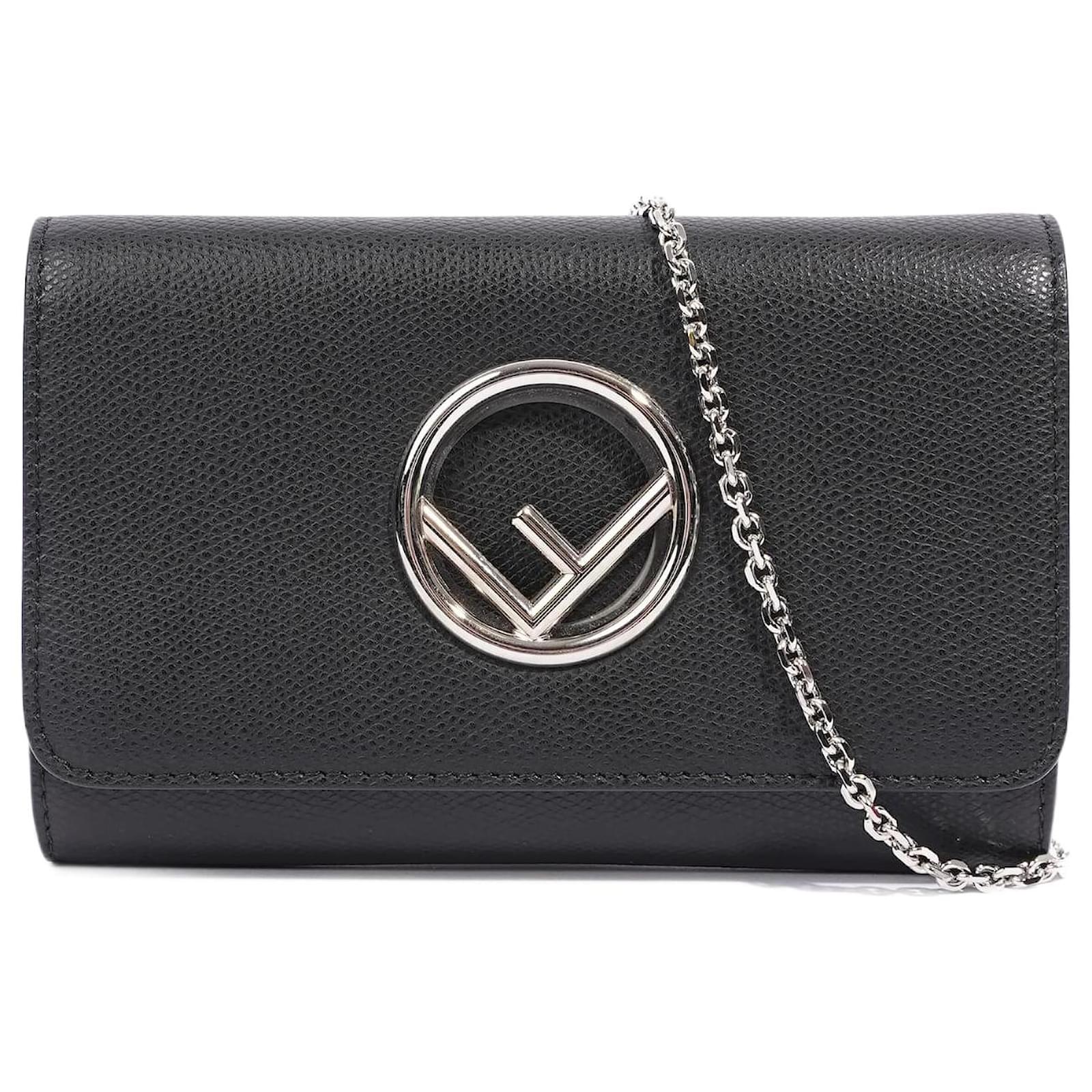 Fendi Black Leather Wallet on Chain Fendi