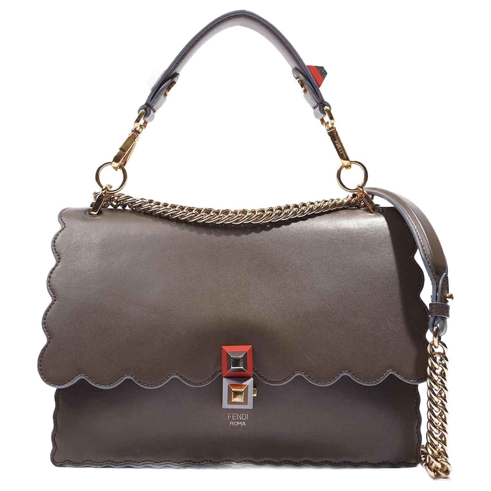 Fendi Fendi Kan Bag Grey Leather Medium ref.1013874 Joli Closet