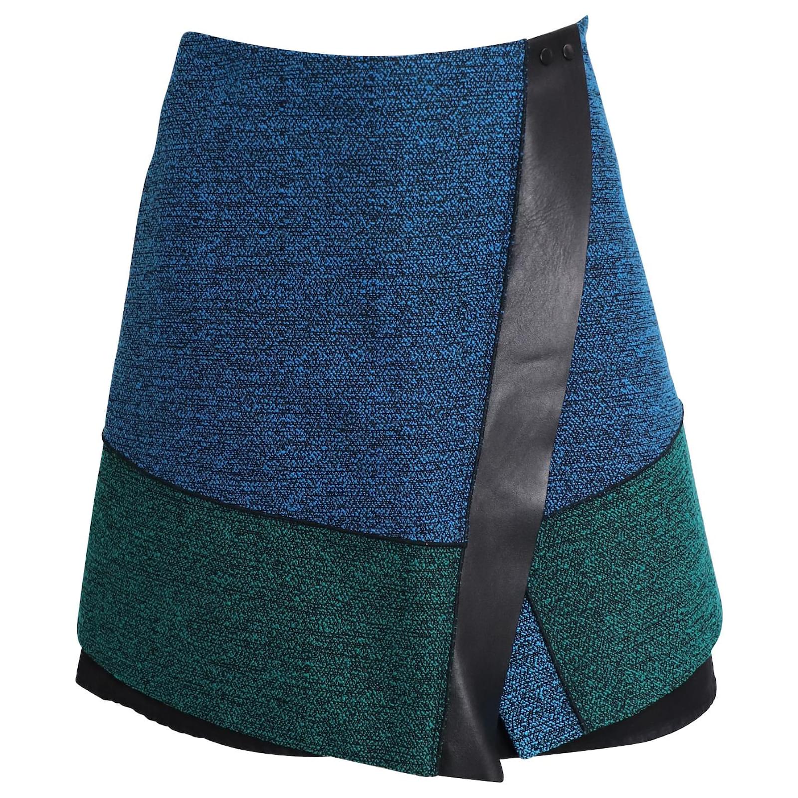 Proenza Schouler Leather Trimmed Mini Skirt in Multicolor