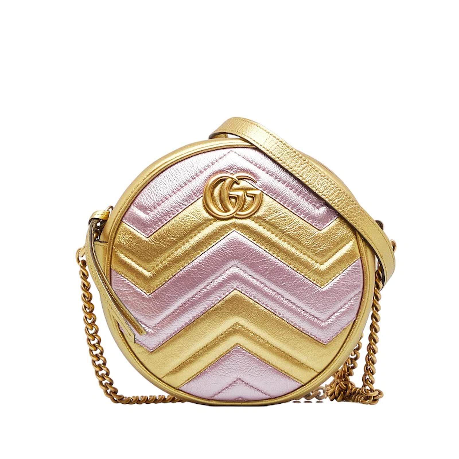 Gucci Mini GG Marmont Round Shoulder Bag Gold (550154)