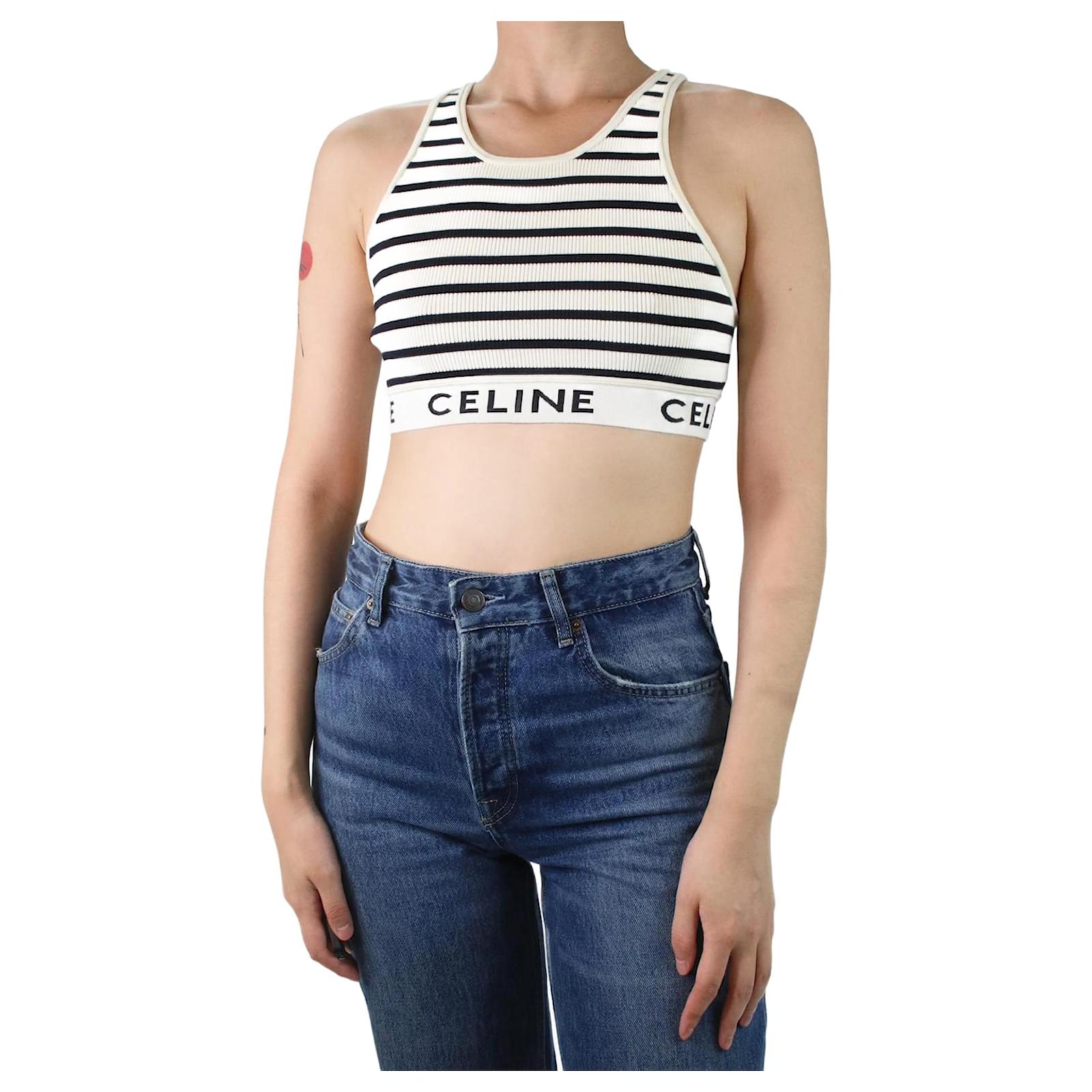 Céline Cream striped sleeveless top - size M Cotton ref.1014067 - Joli  Closet