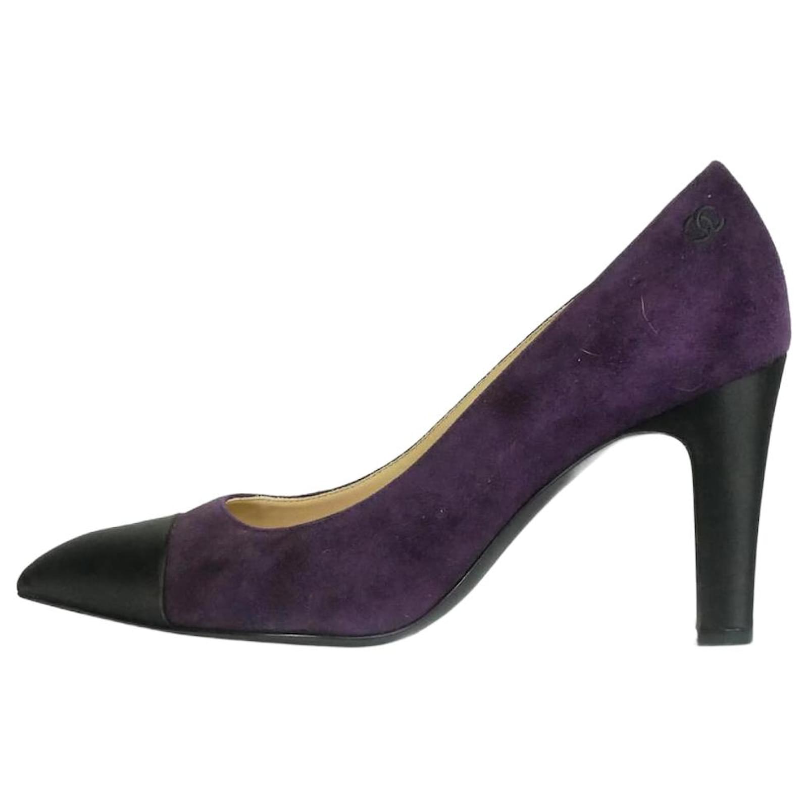 Chanel Purple suede pointed-toe pumps - size EU 37.5 ref.1014089