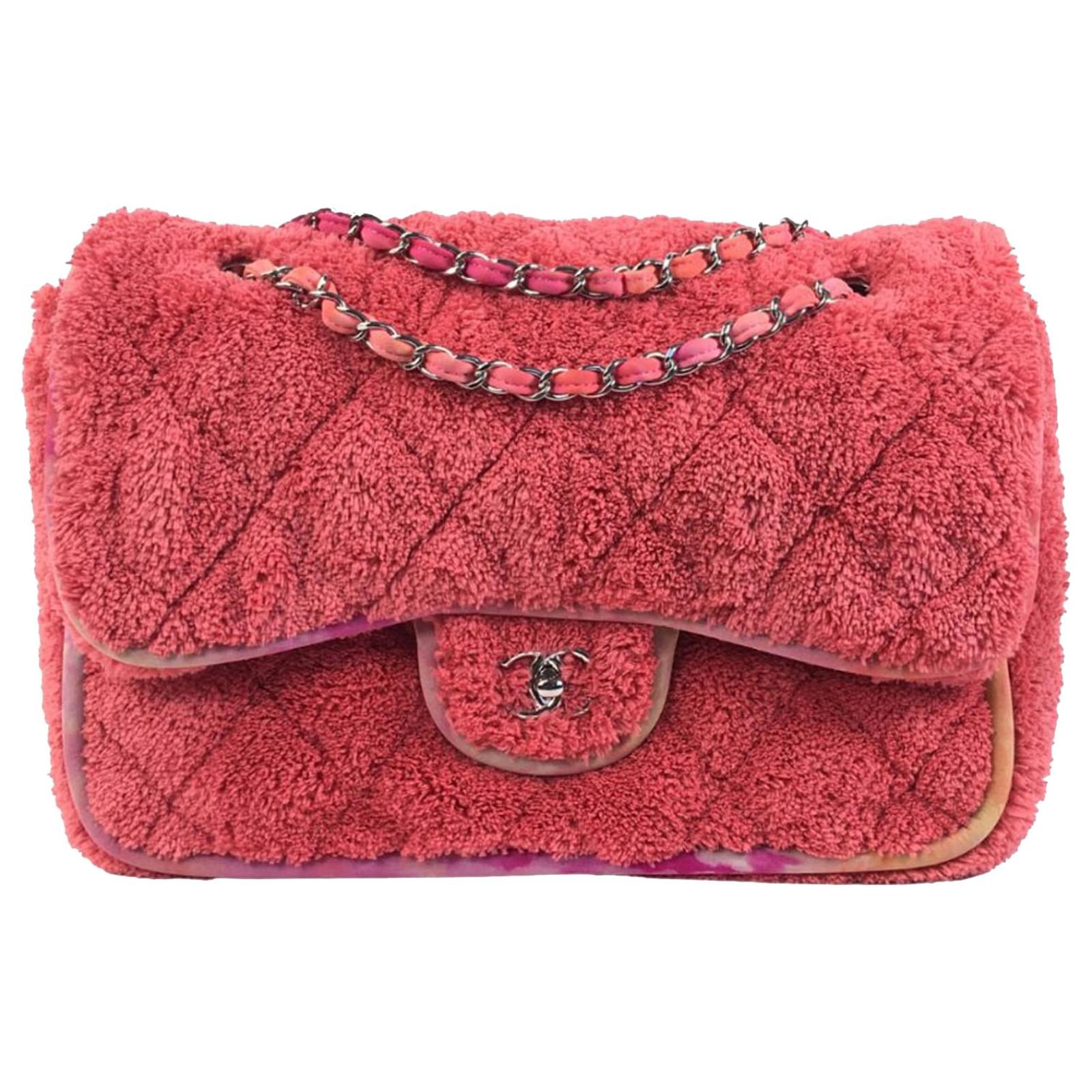 Chanel Pink Jumbo Mixed Fibers Quilted Flap Bag Cloth ref.1014180 - Joli  Closet